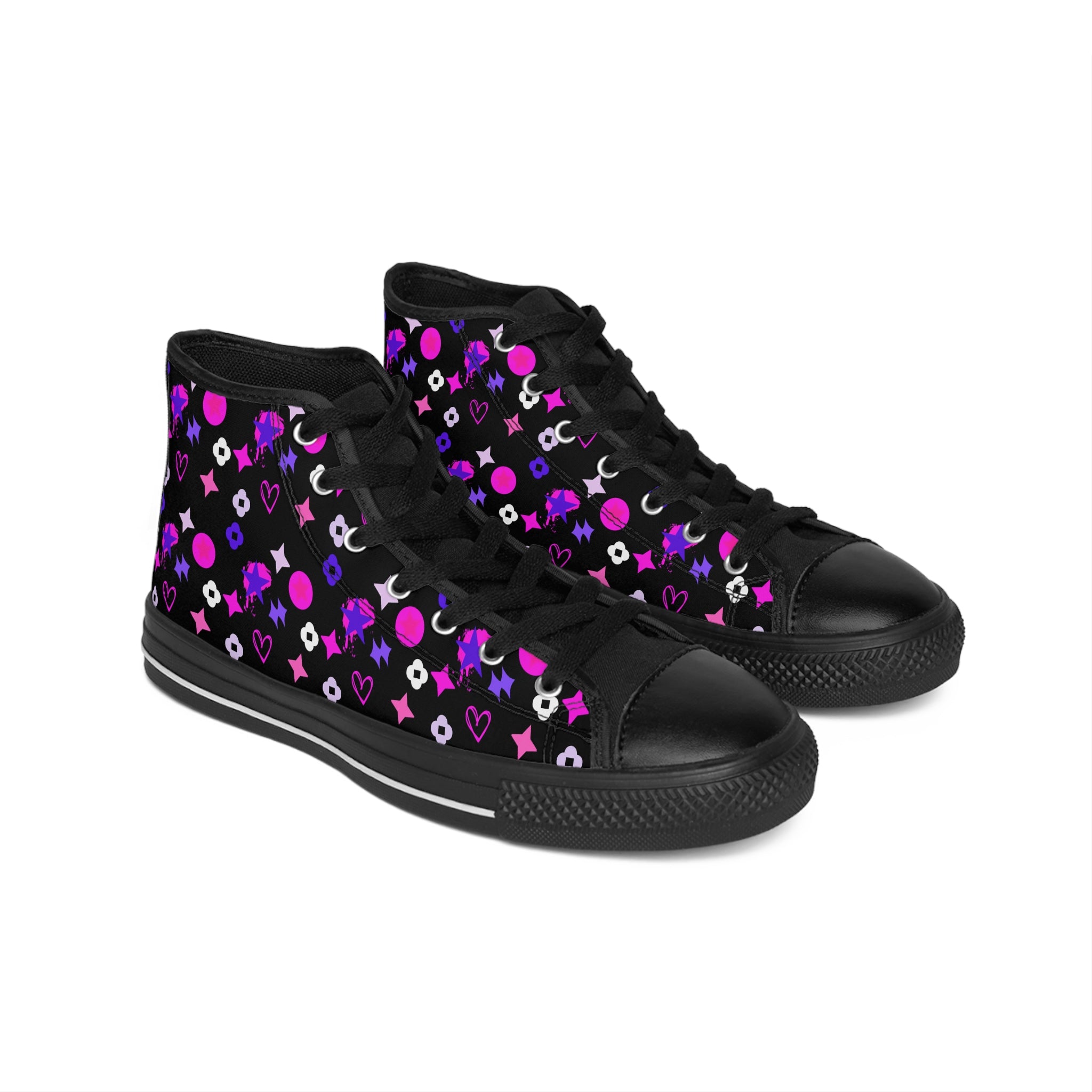 Women's Classic Sneakers Purple Black Stars