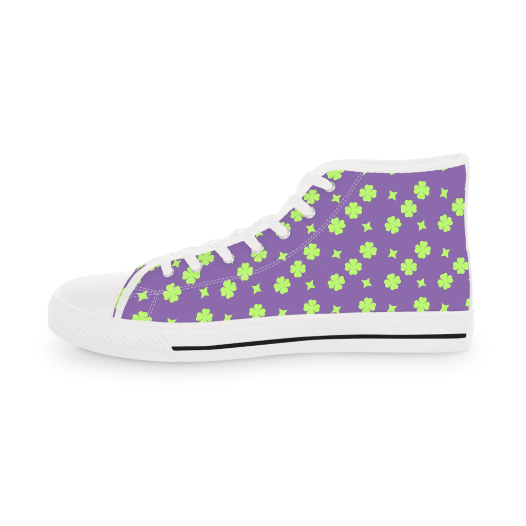 Men's High Top Sneakers Lime Green Stars