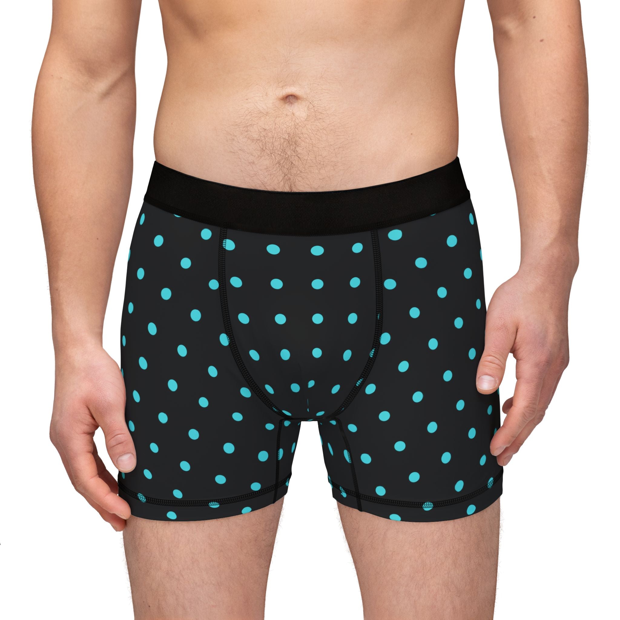 Men's Polka Dot Boxer Briefs — Teal Dot All-Over Print