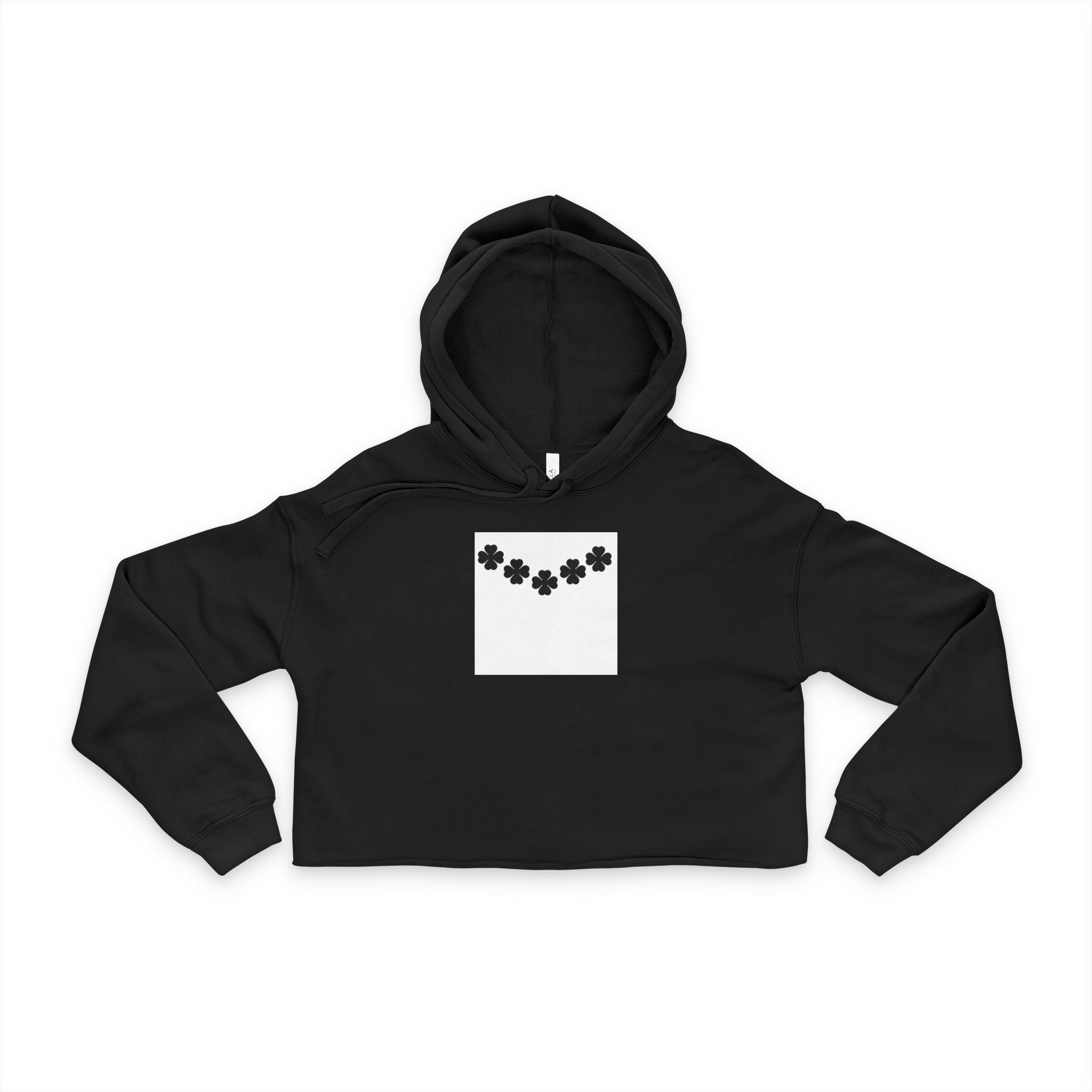 Cropped Hoodie — Minimal Black Clover Necklace Graphic