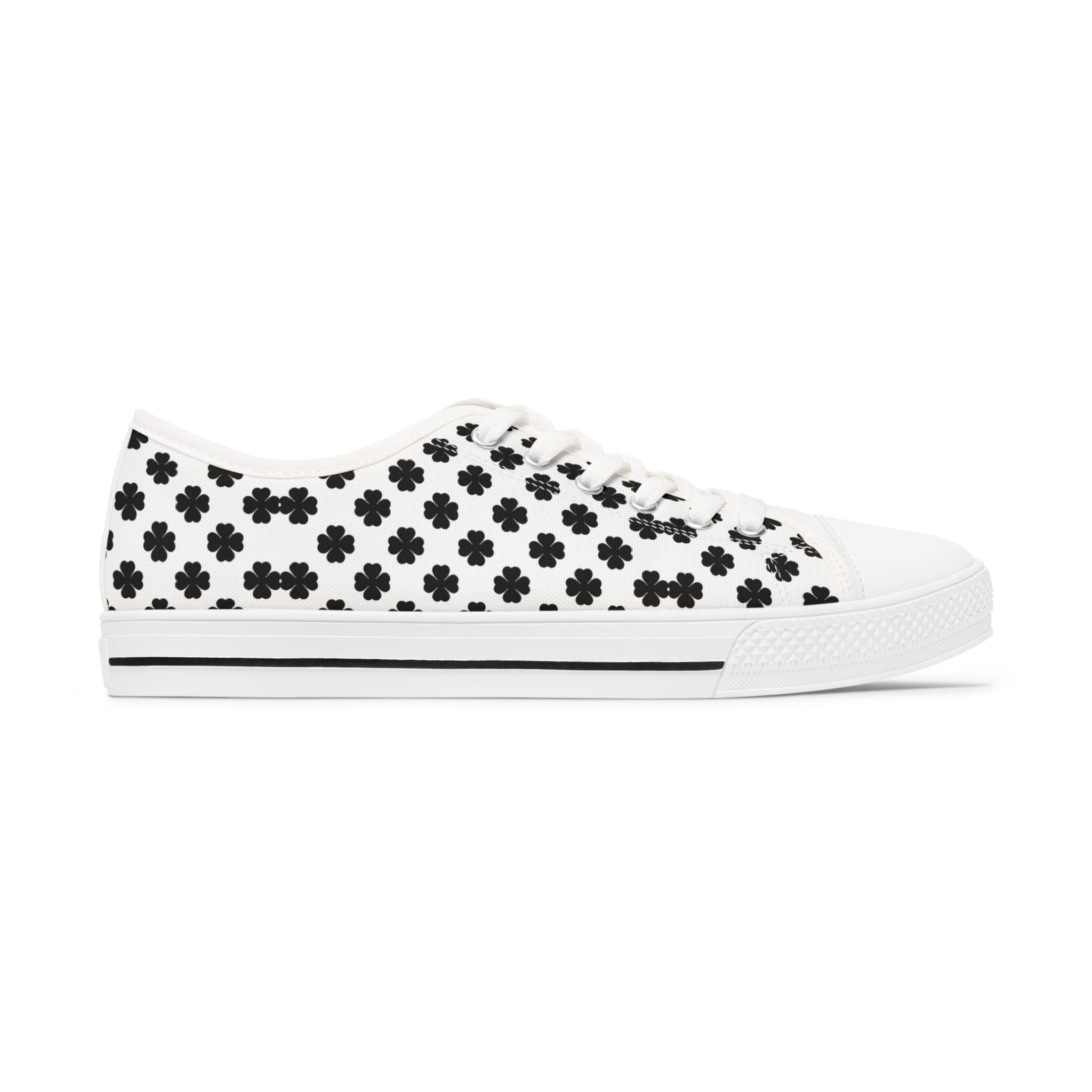Women's Low Top Sneakers — Black Clover Pattern Casual Canvas Shoes