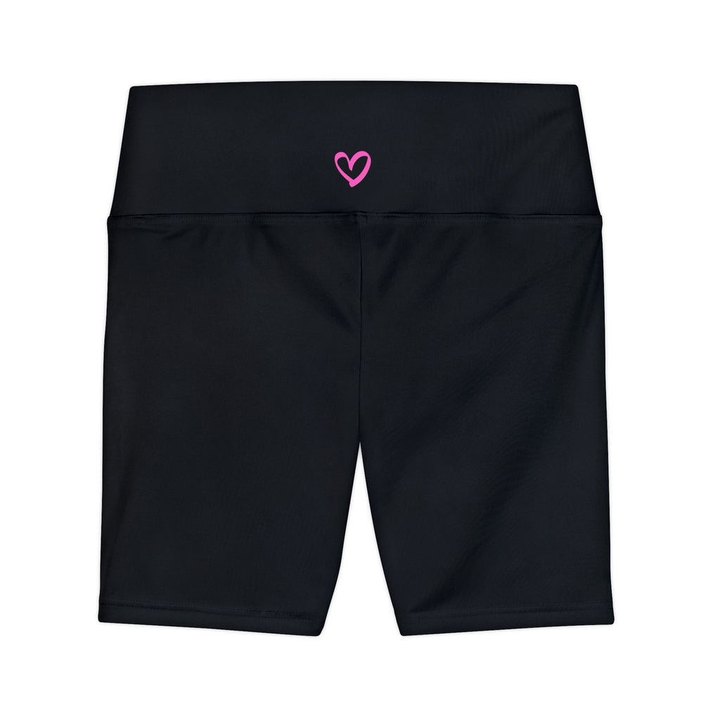 Women's Workout Shorts Black with Heart Design