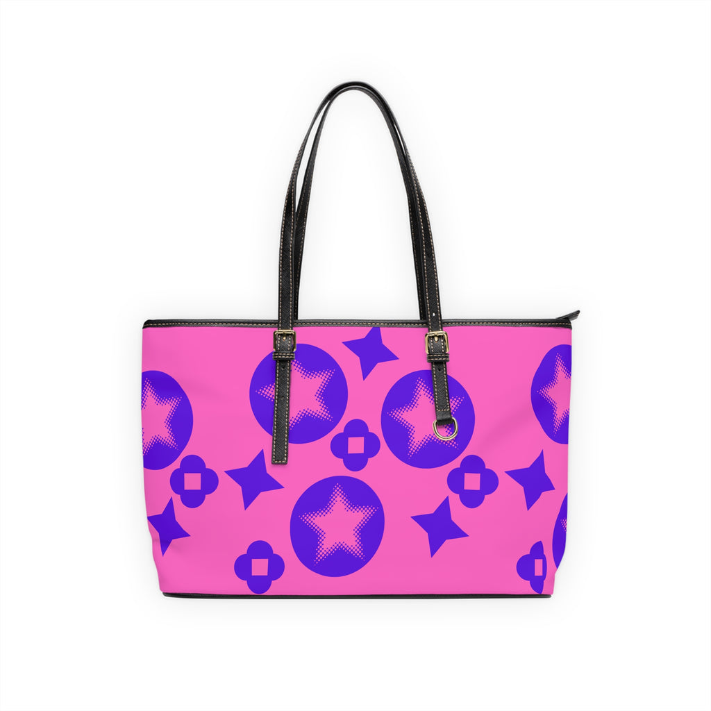 Vibrant Pink Leather Shoulder Bag with Stars