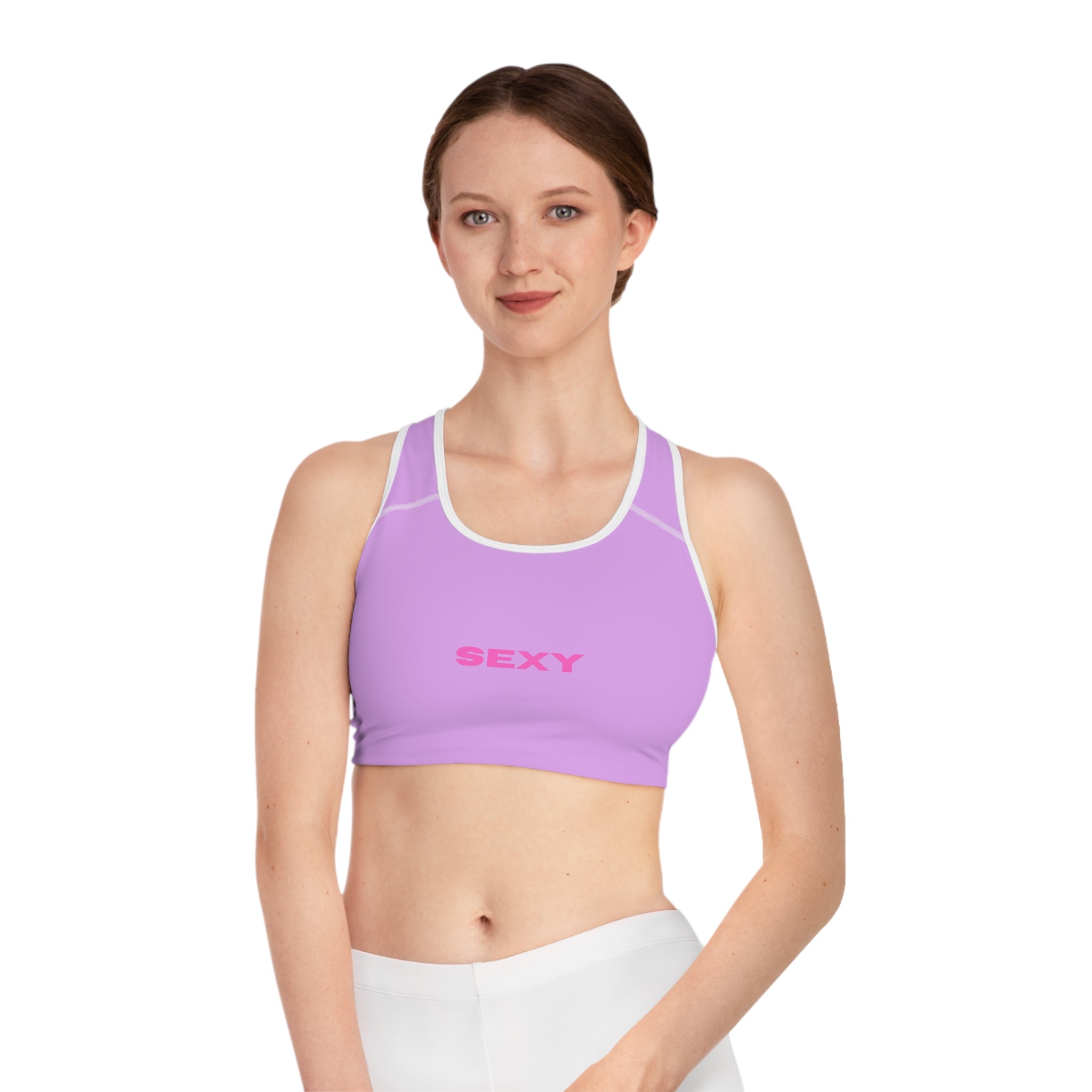 Neon Purple 'SEXY' Sports Bra — Bold Activewear Crop Top
