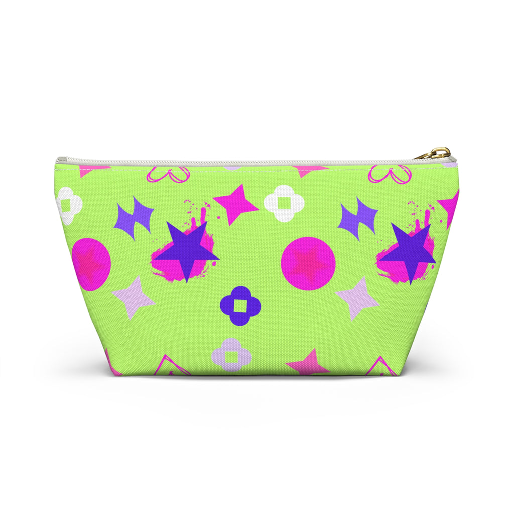 Lime Green Clover Pattern Accessory Makeup & Travel Organizer