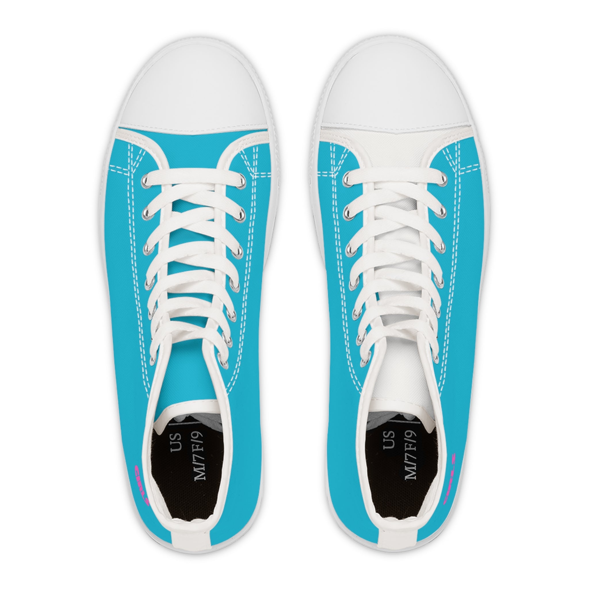 Classic Ocean Blue High-Top Sneakers — Women's Casual Canvas Shoes