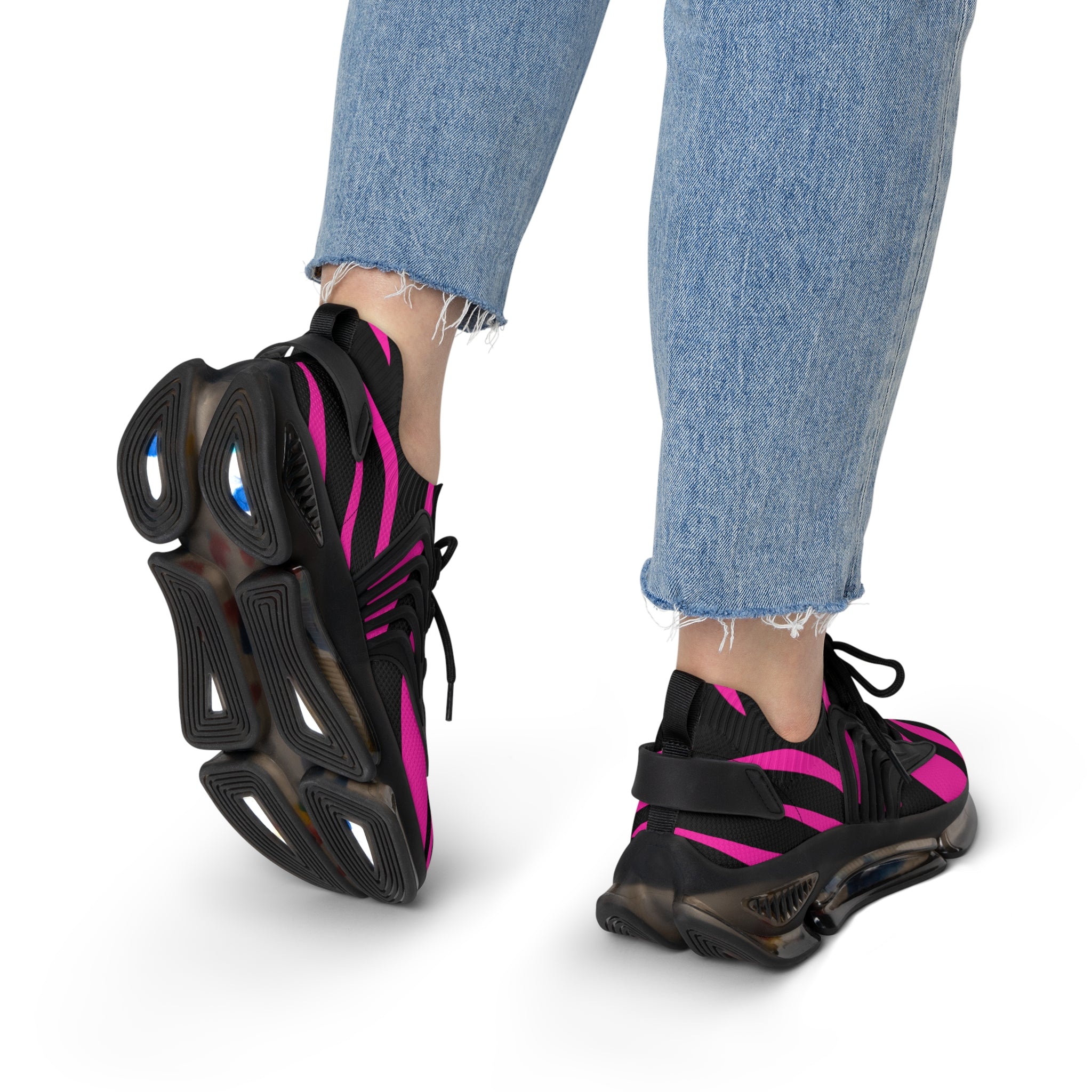 Pink Stylish Women's Mesh Sneakers – Bold Pink Stripes