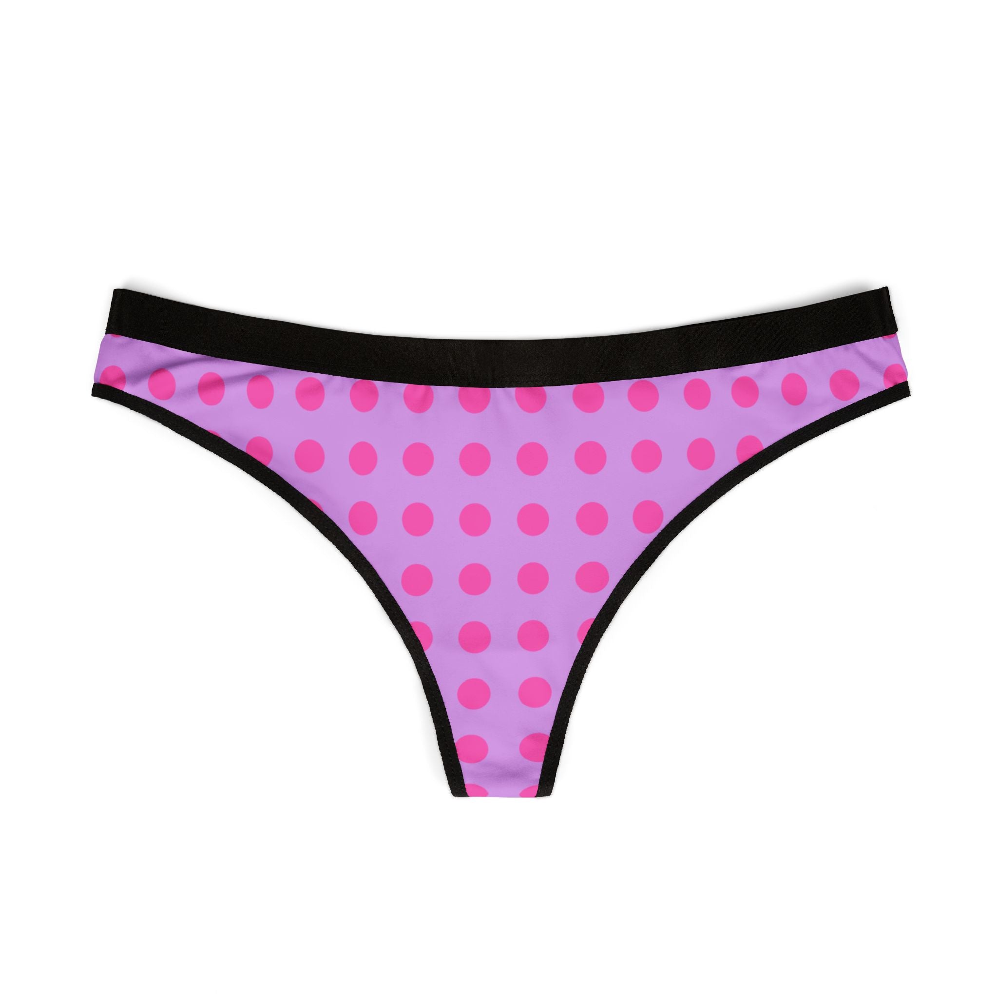 Lilac 'GIRLS' Women's Thong – Comfortable All-Over Print Pink Dots