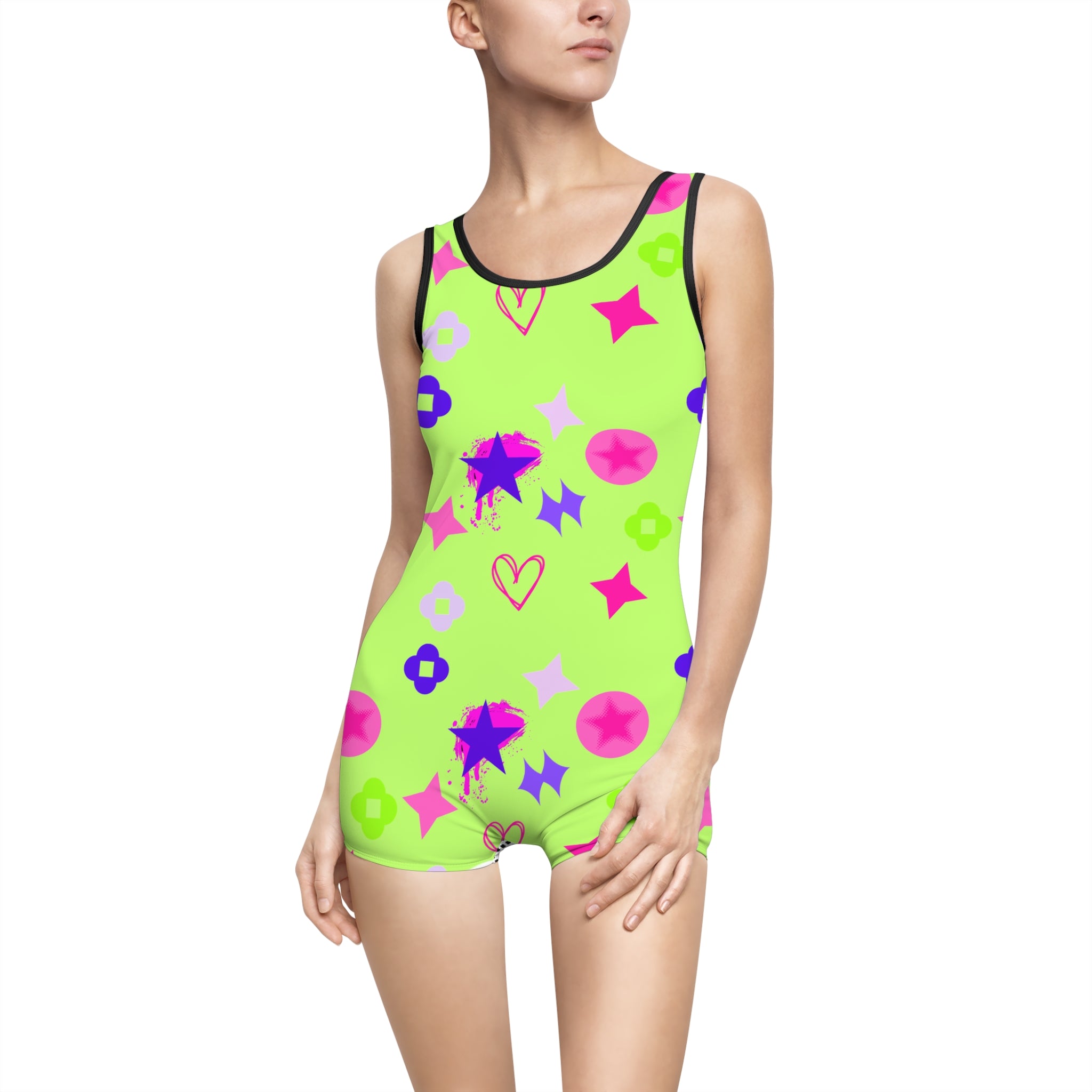 Vintage Lime Green One-Piece Swimsuit