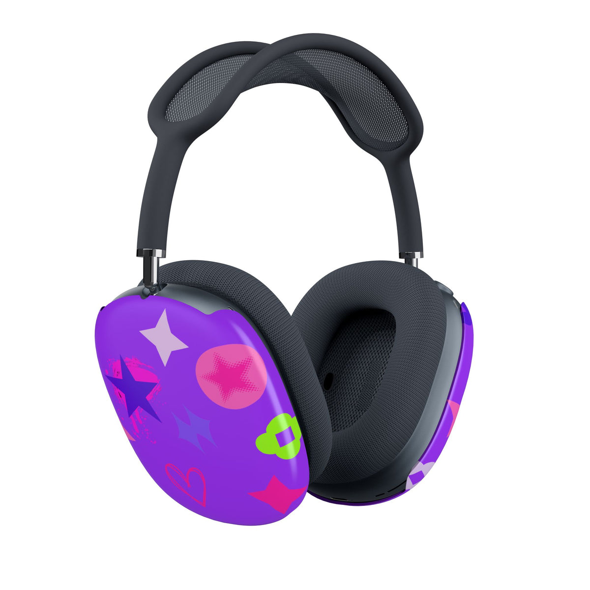 AirPods Max Shell Case — Neon Stars & Hearts Protective Cover