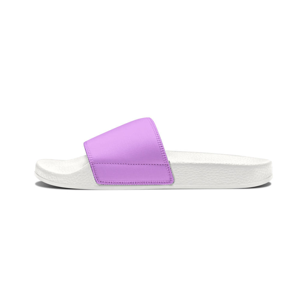 Women Slide Sandals —   Removable- White Striped Strap Slides Lite Purple