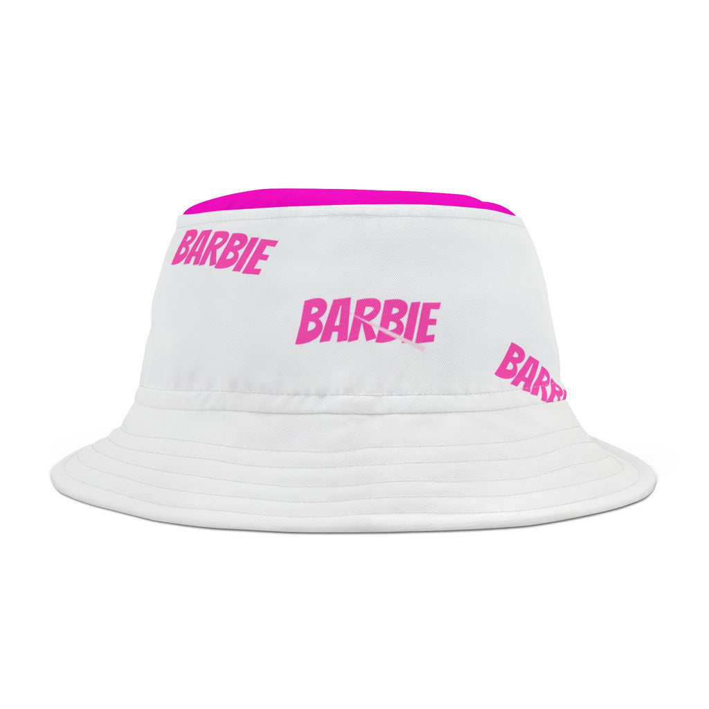 Barbie Pink Patchwork Bucket Hat — Retro Logo Sun Hat