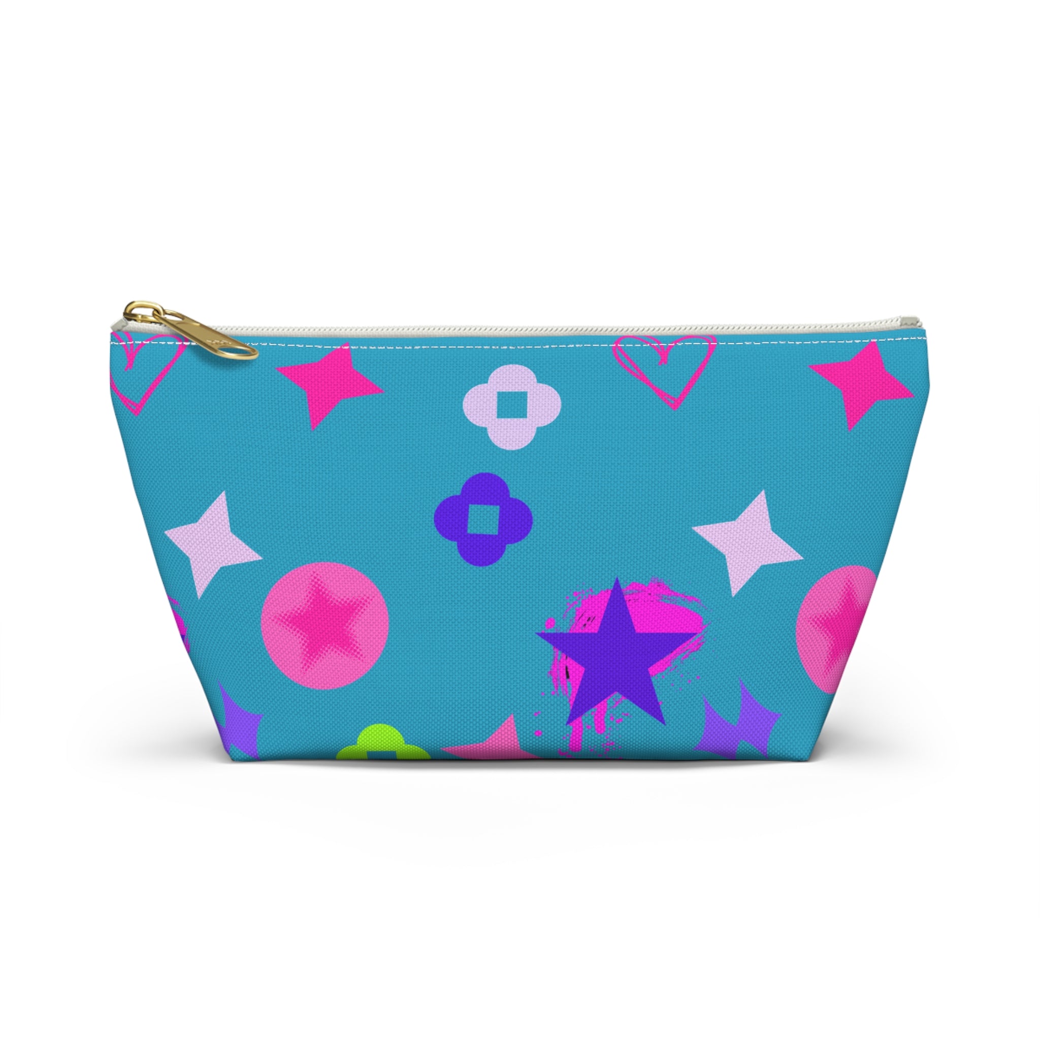 Blue Stars Accessory Pouch —  Pink Makeup Bag
