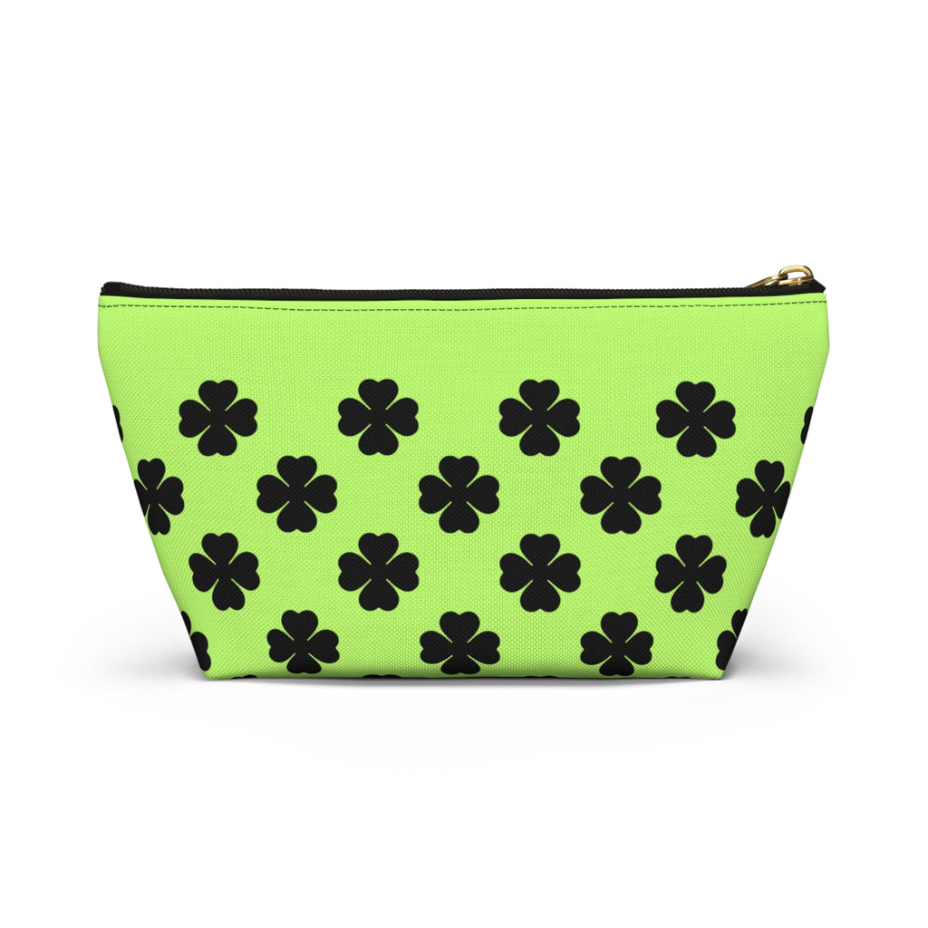 Black Clover Pattern Accessory Makeup & Travel Organizer Lime Green