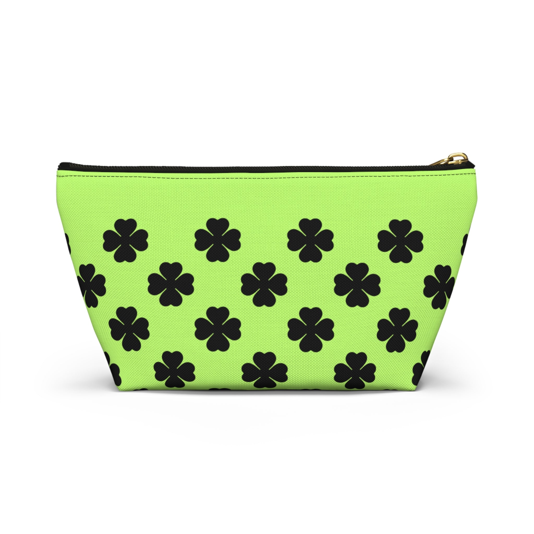 Black Clover Pattern Accessory Makeup & Travel Organizer Lime Green
