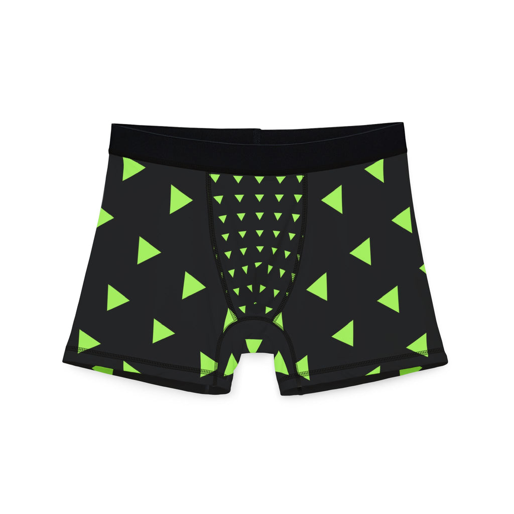 Men's Neon Triangle Boxer Briefs — Black & Lime Geometric Print