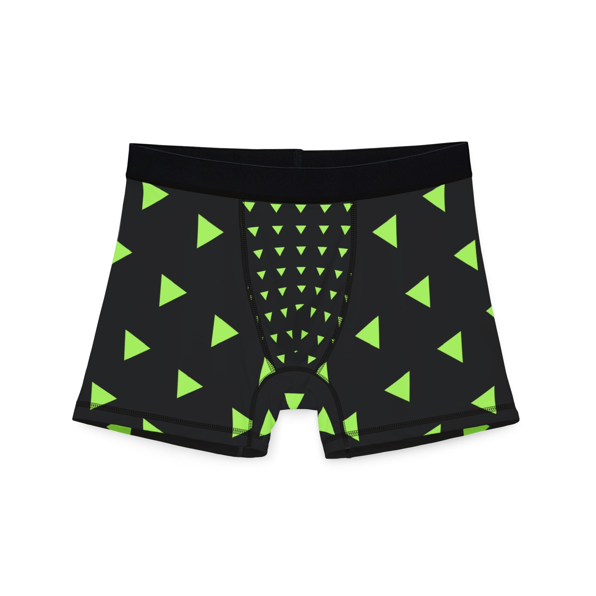 Men's Neon Triangle Boxer Briefs — Black & Lime Geometric Print