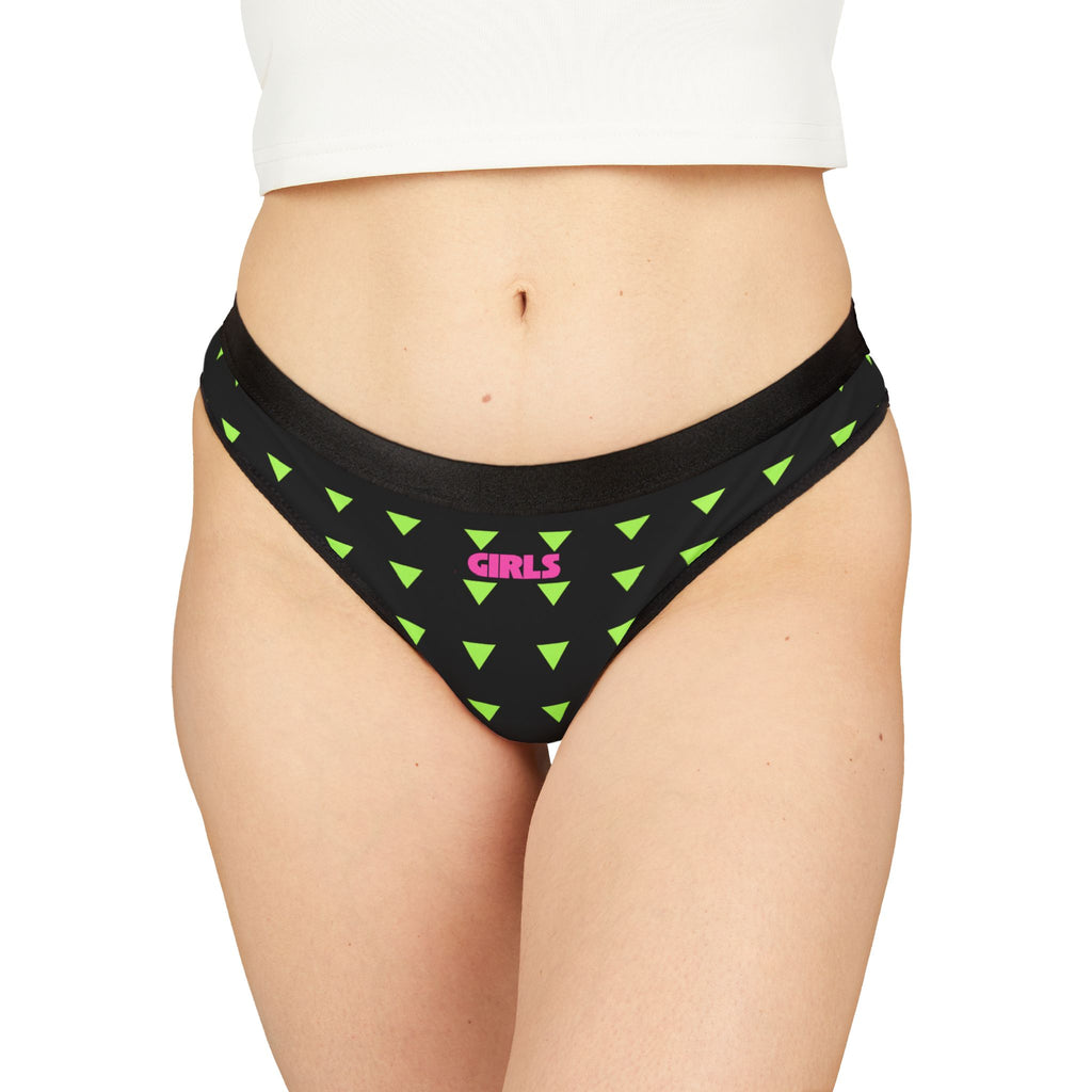 Girls Pink Love Thong Black  — Women's Cheeky Bikini Underwear Black