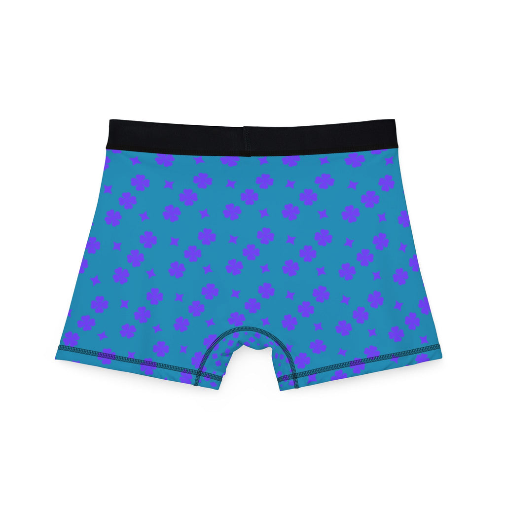 Purple Floral On Blue Boxer Briefs - Men's Comfortable Underwear