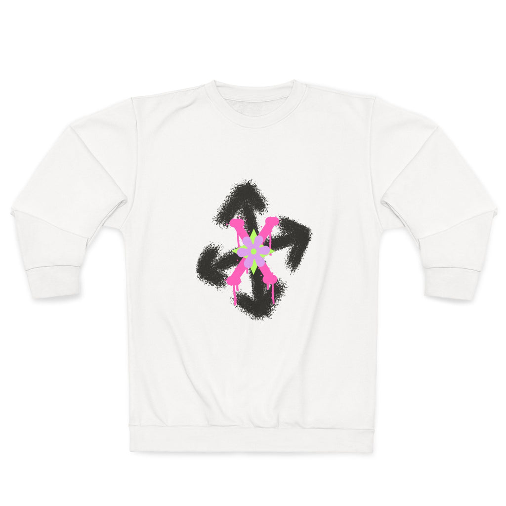 Brushstroke Pink Star Sweatshirt — Abstract Floral Crewneck