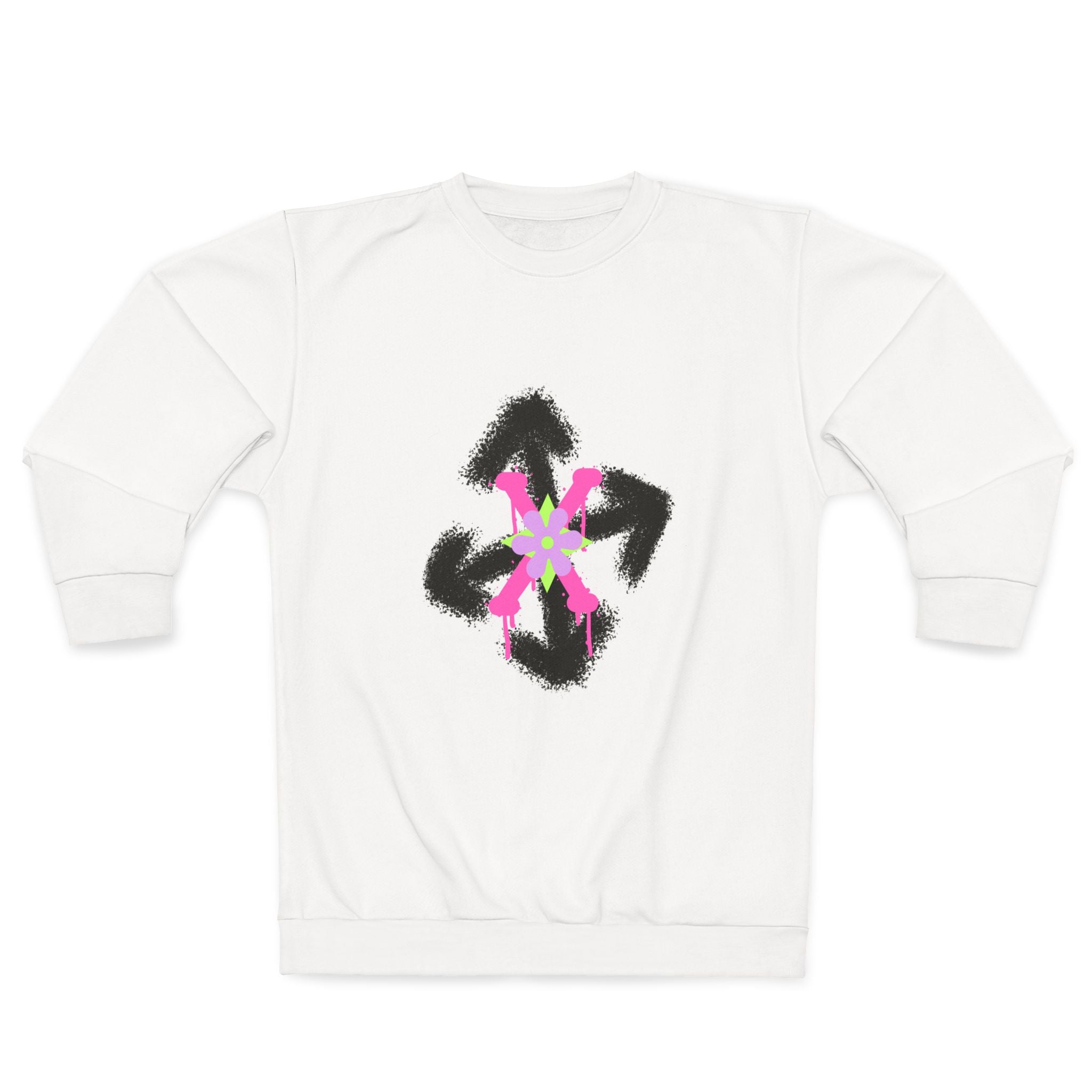 Brushstroke Pink Star Sweatshirt — Abstract Floral Crewneck