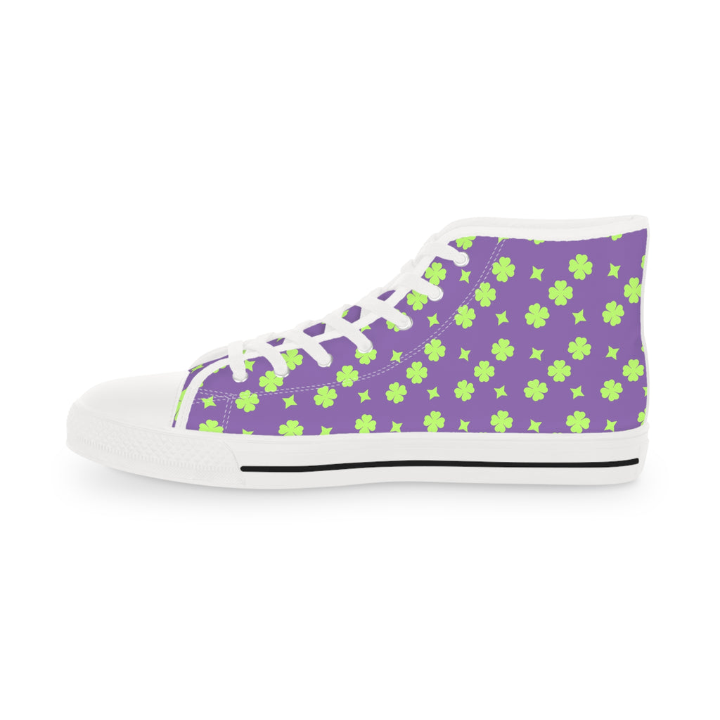 Men's High Top Sneakers Lime Green Stars