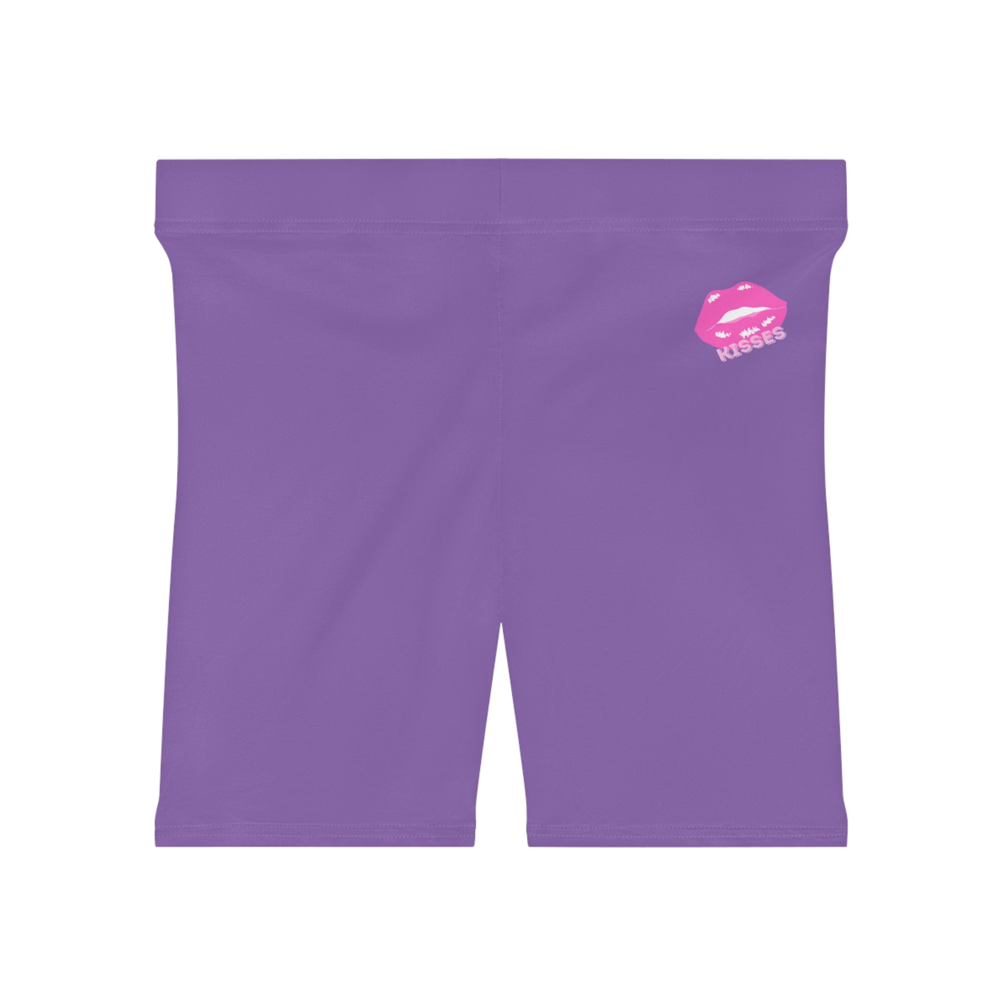 Women's Biker Shorts with Pink Kiss Logo — Stretchy Athleisure Cycling Shorts