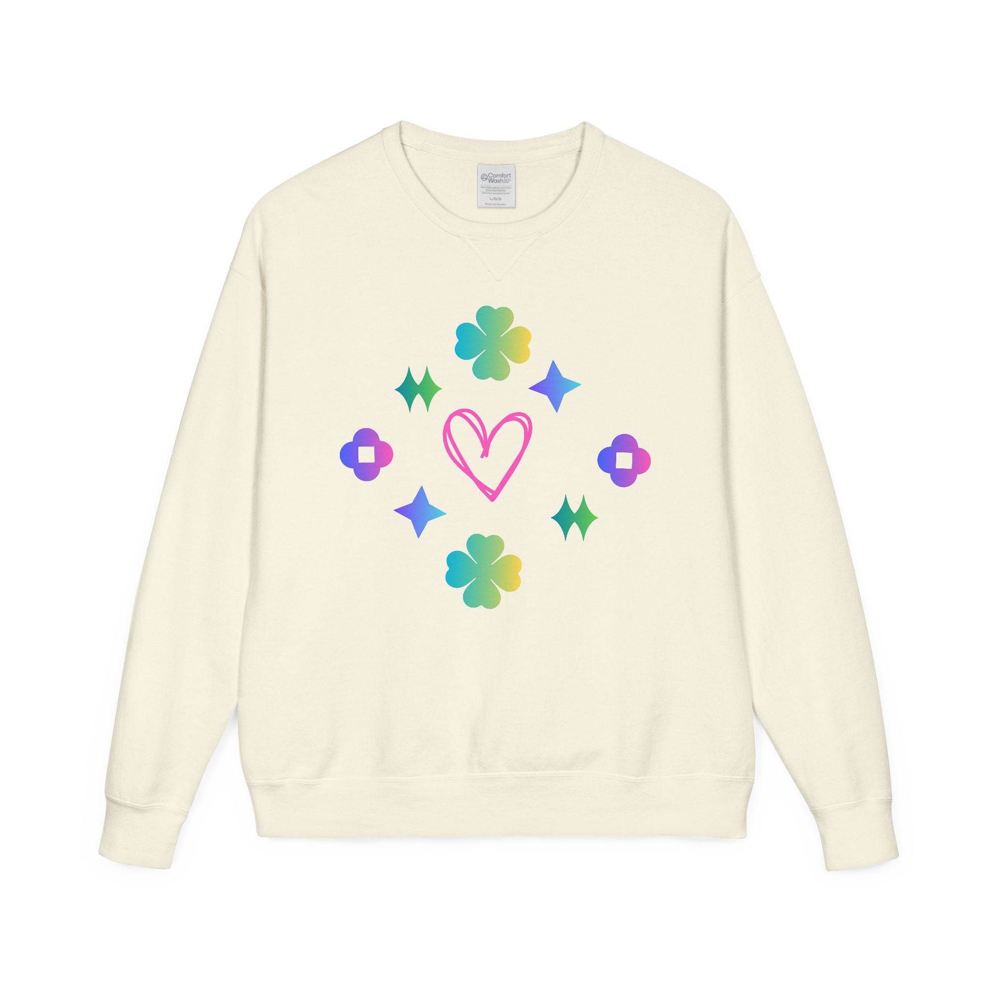 Heart Sweatshirt — Colorful Floral Heart Graphic