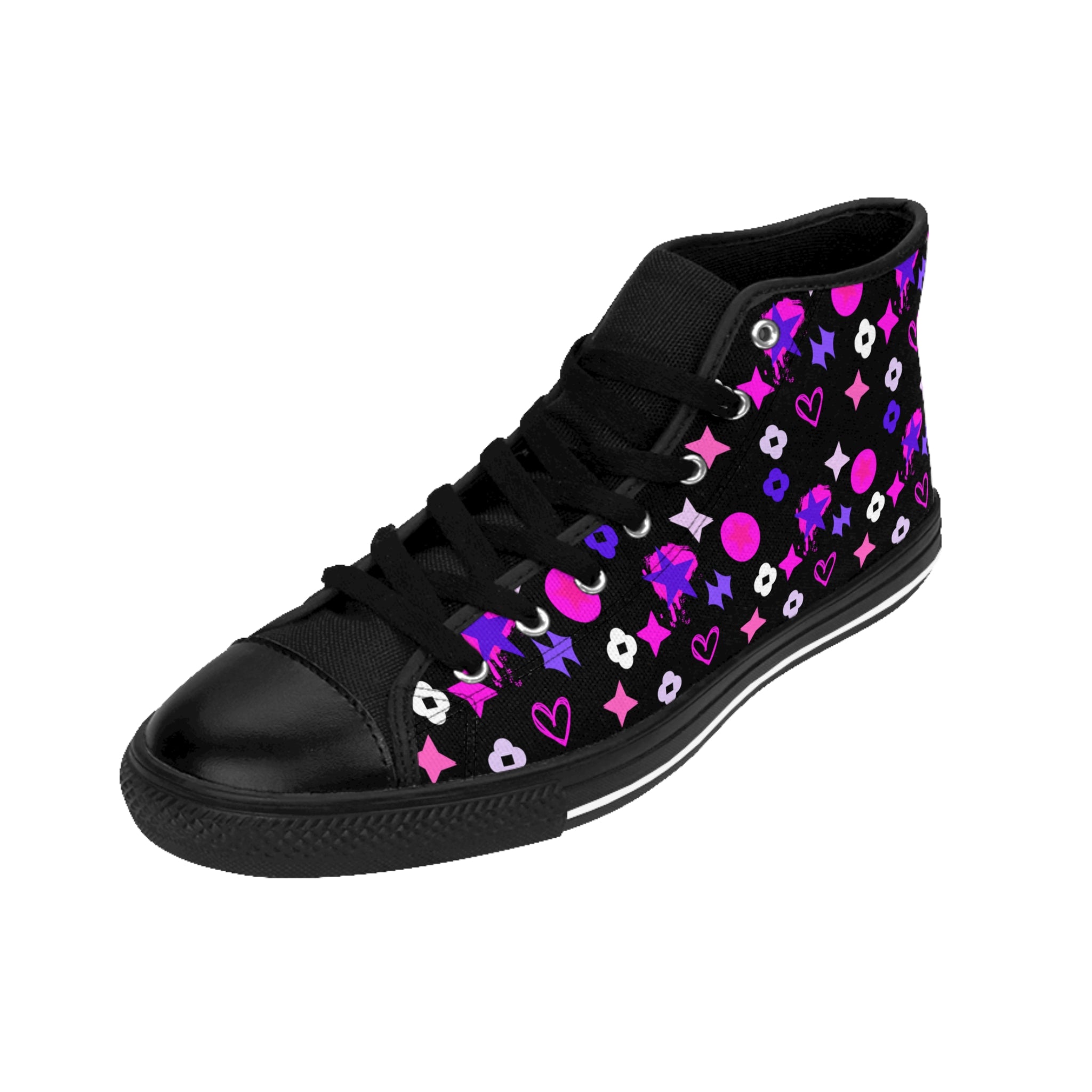 Women's Classic Sneakers Purple Black Stars