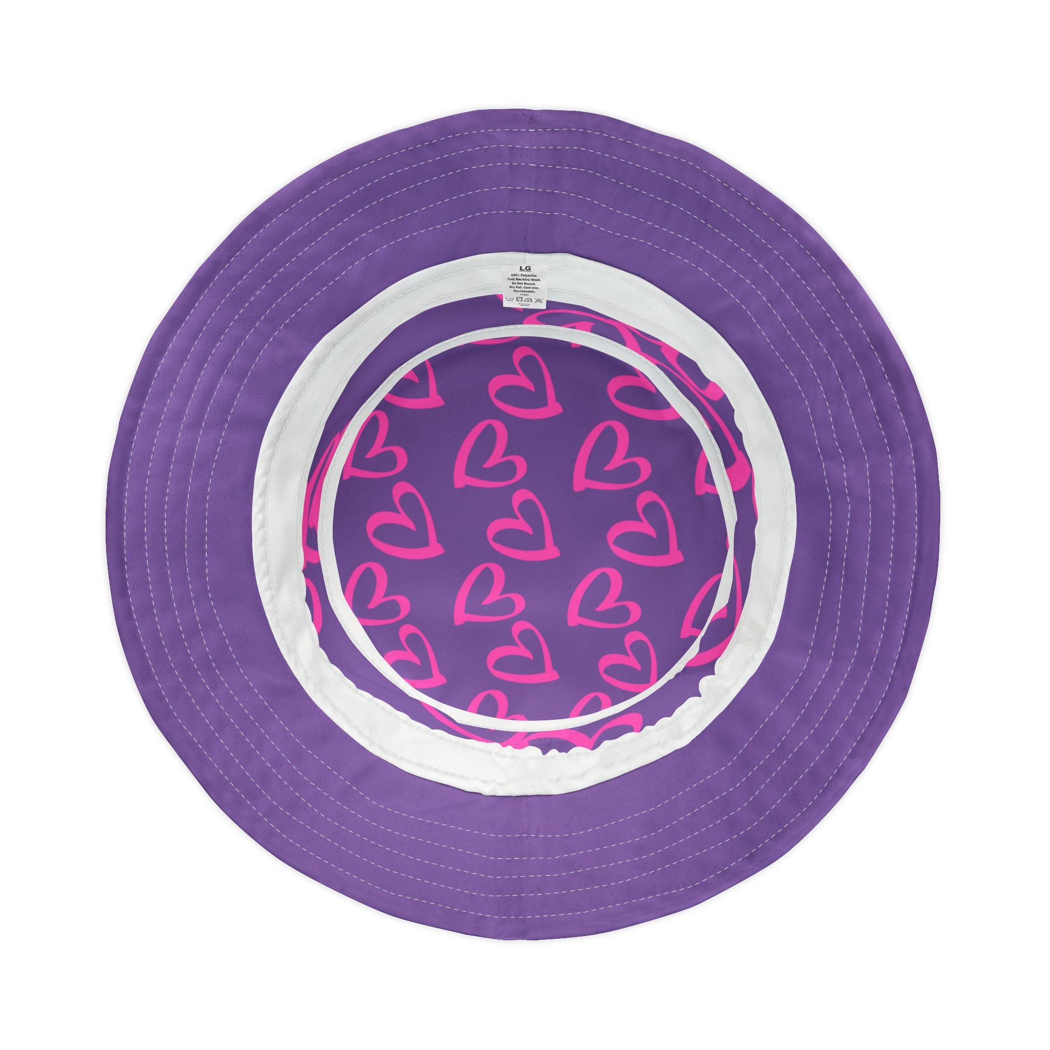 Pink Heart Bucket Hat — Purple  Summer Hat