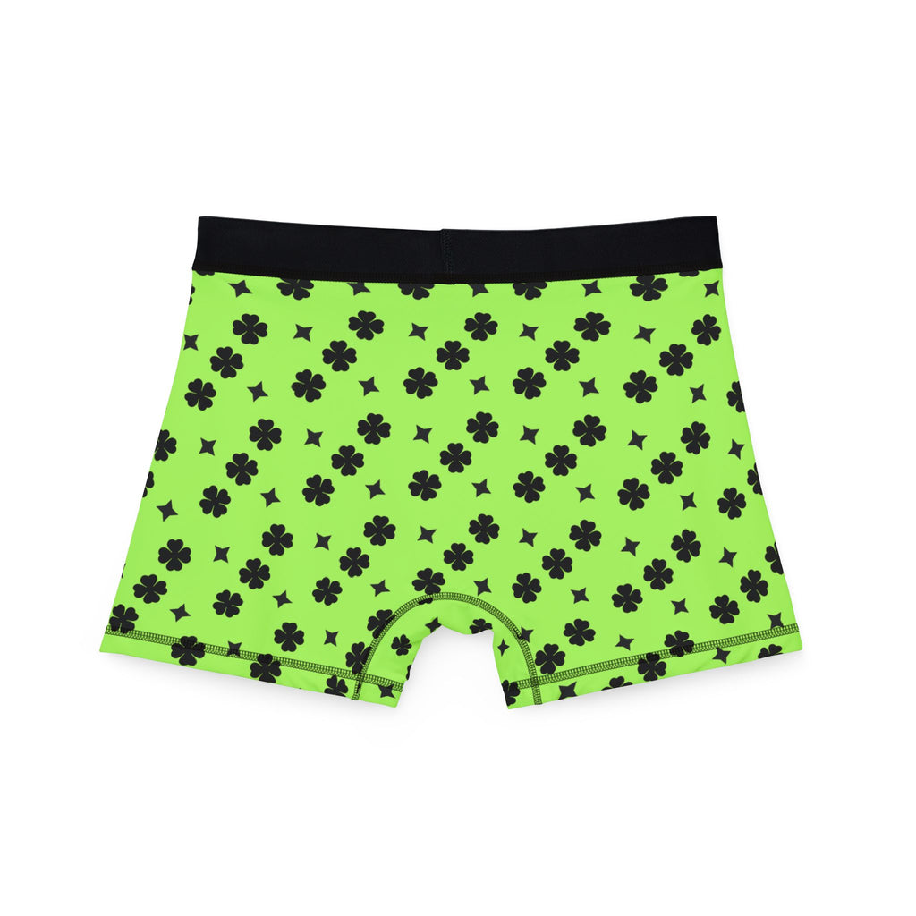 Men's Clover Print Boxer Briefs — Neon Green Underwear