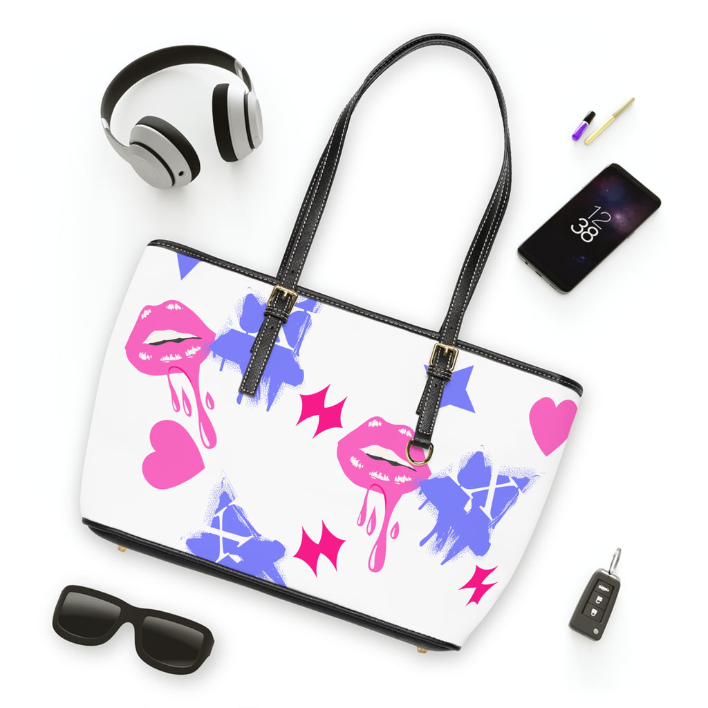 Trendy PU Leather Shoulder Bag with Playful Graphic Design