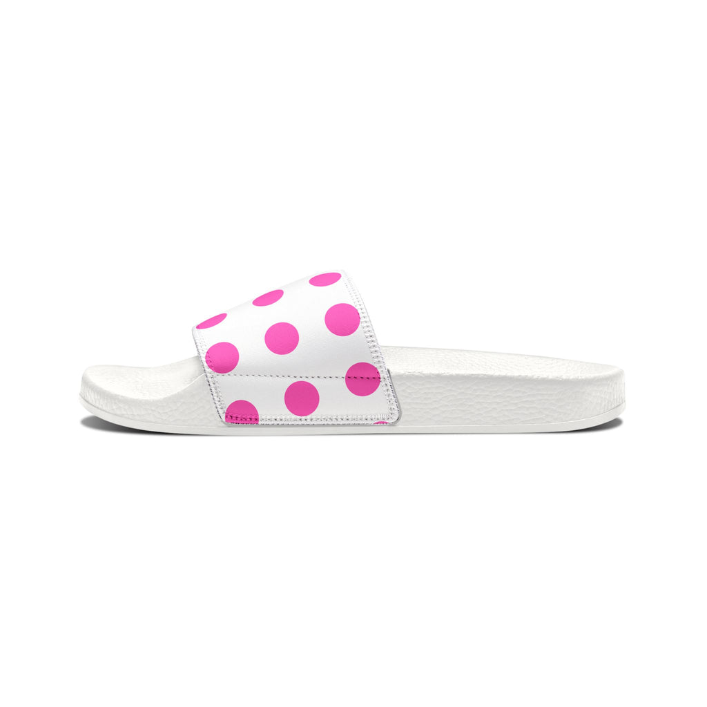 Women Slide Sandals — Pink Poke Dots Removable- White Striped Strap Slides
