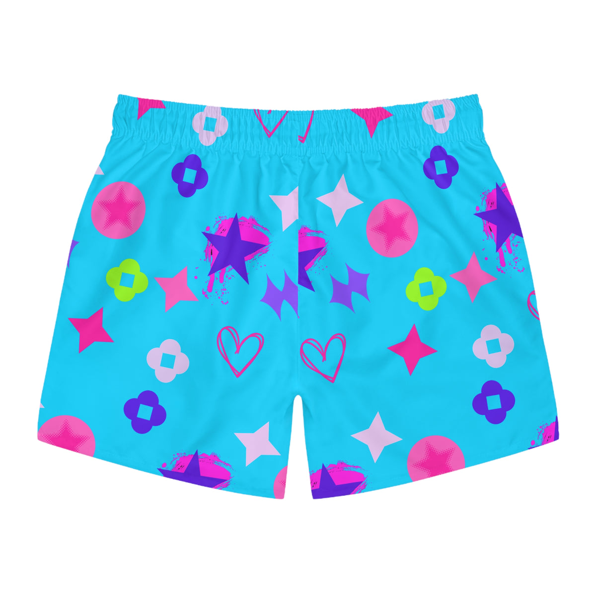 Copy of Swim Trunks — Lite blue Stars & Hearts All-Over Print