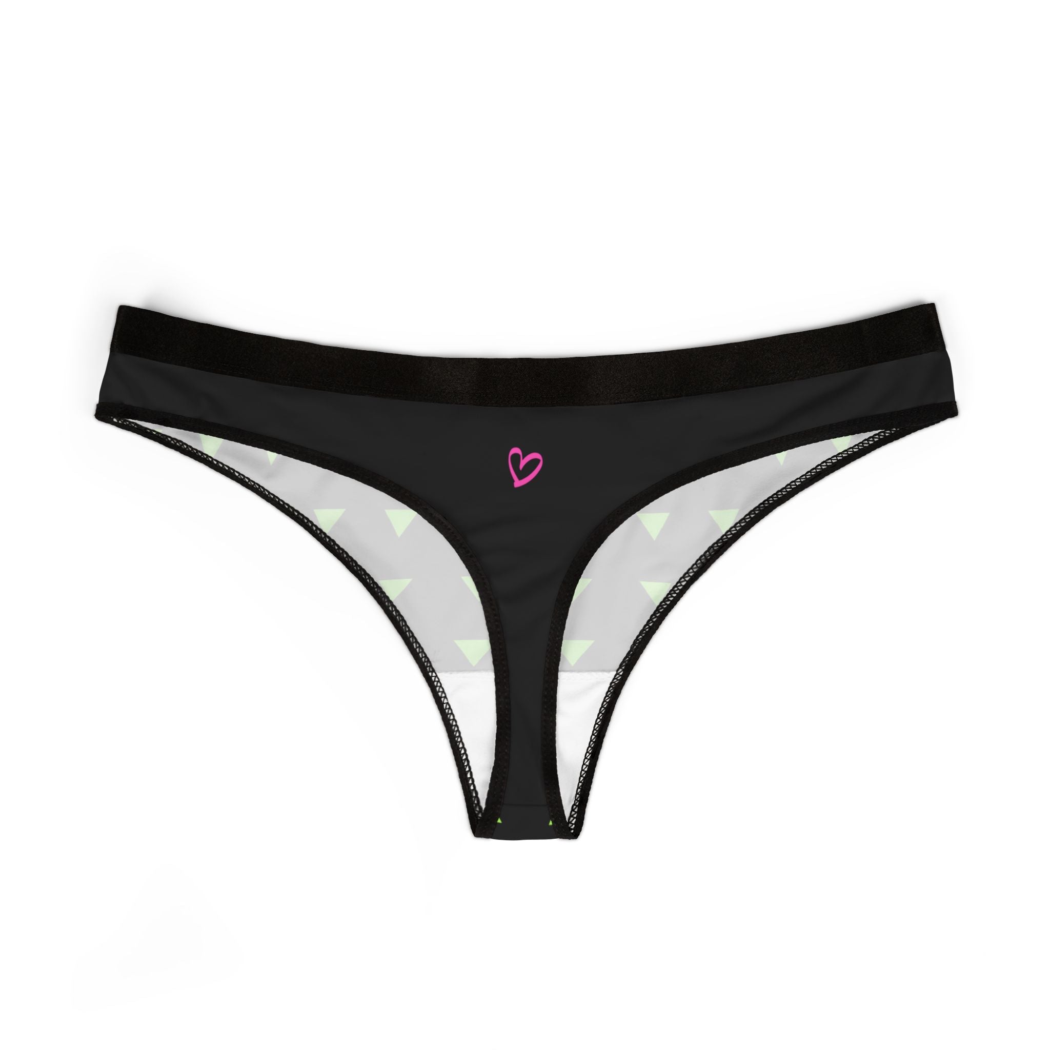 Girls Pink Love Thong Black  — Women's Cheeky Bikini Underwear Black
