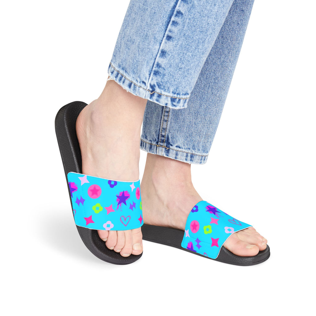 Copy of Women Slide Sandals —   Removable- White Striped Strap Slides