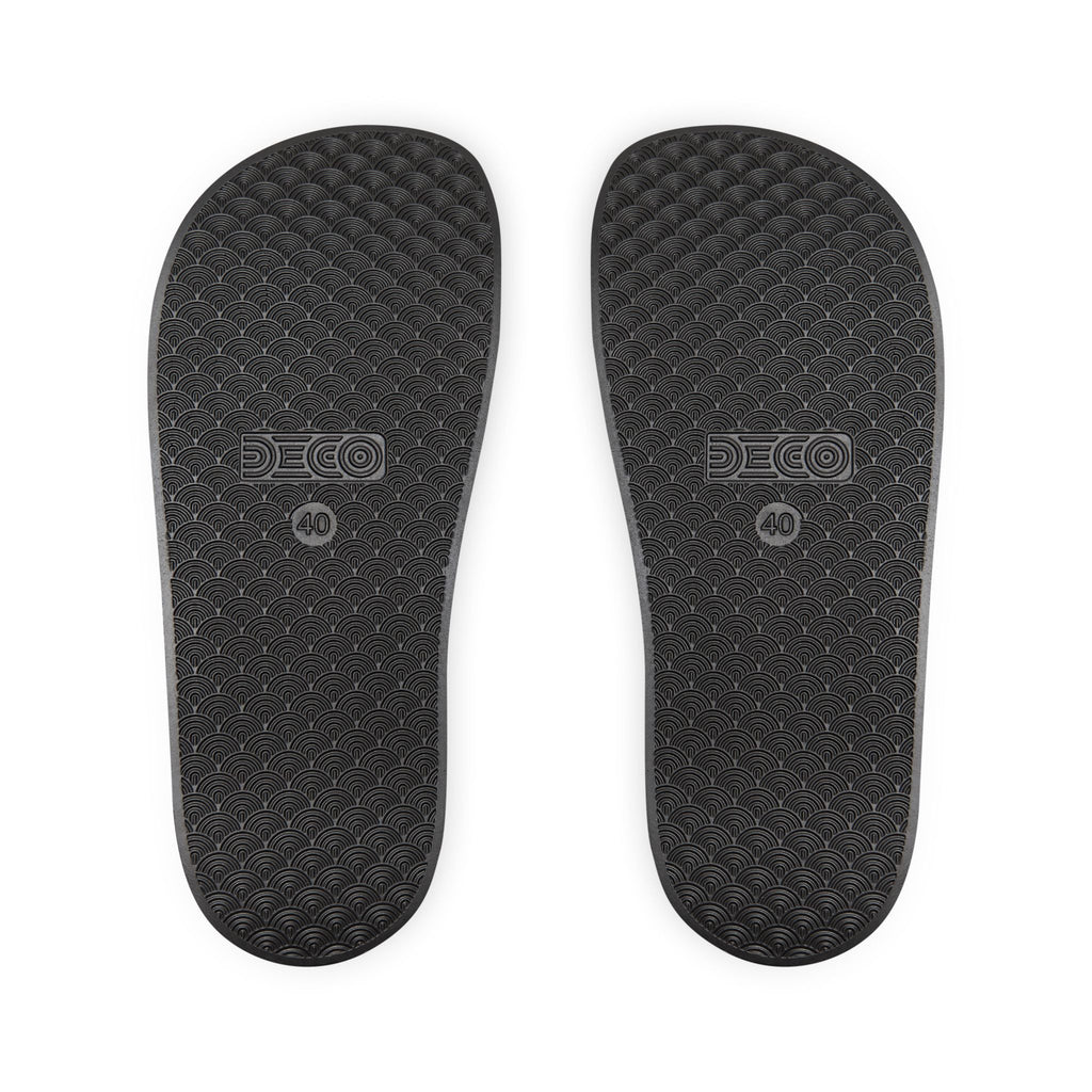 Women Slide Sandals —   Removable- White Striped Strap Slides