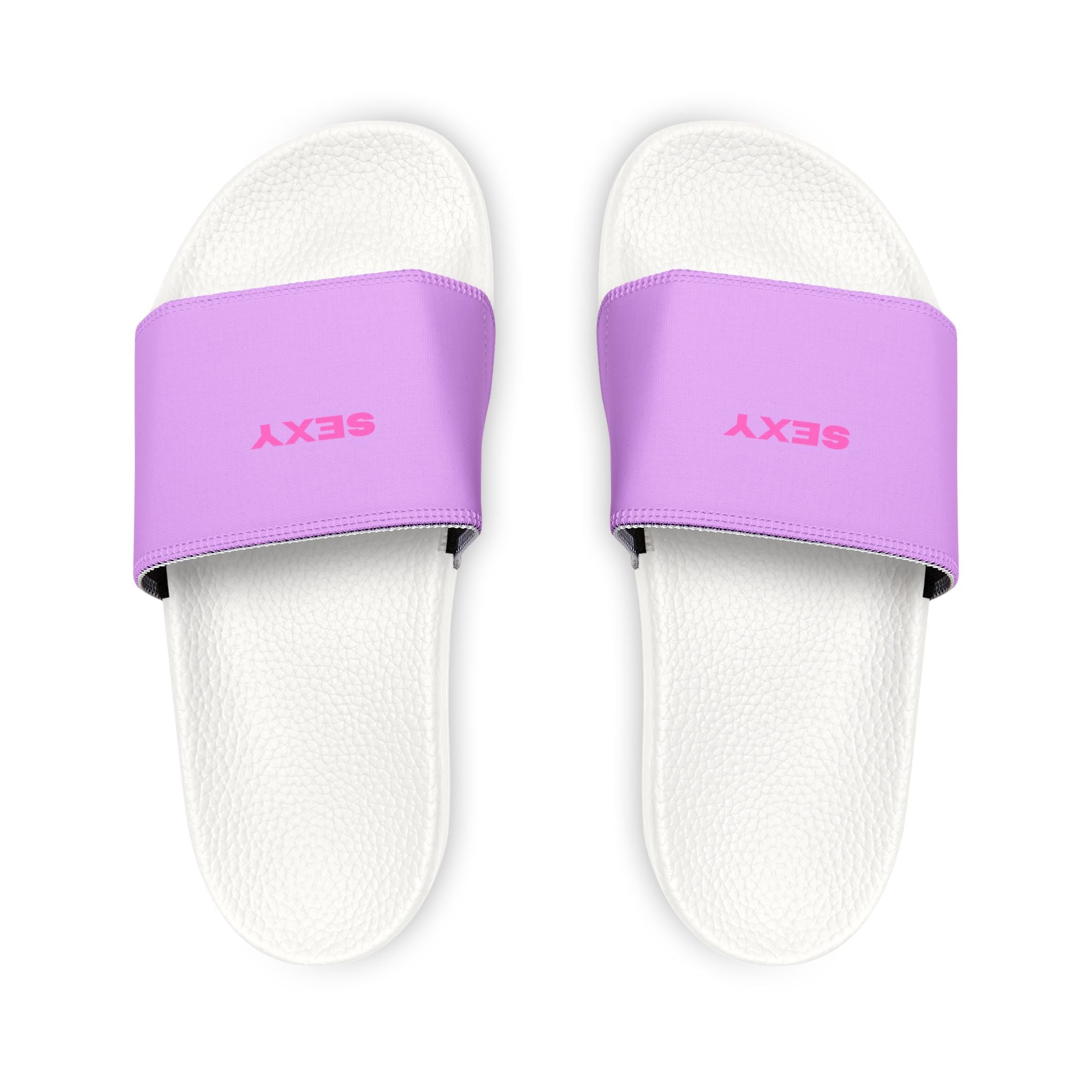 Women Slide Sandals —   Removable- White Striped Strap Slides Lite Purple