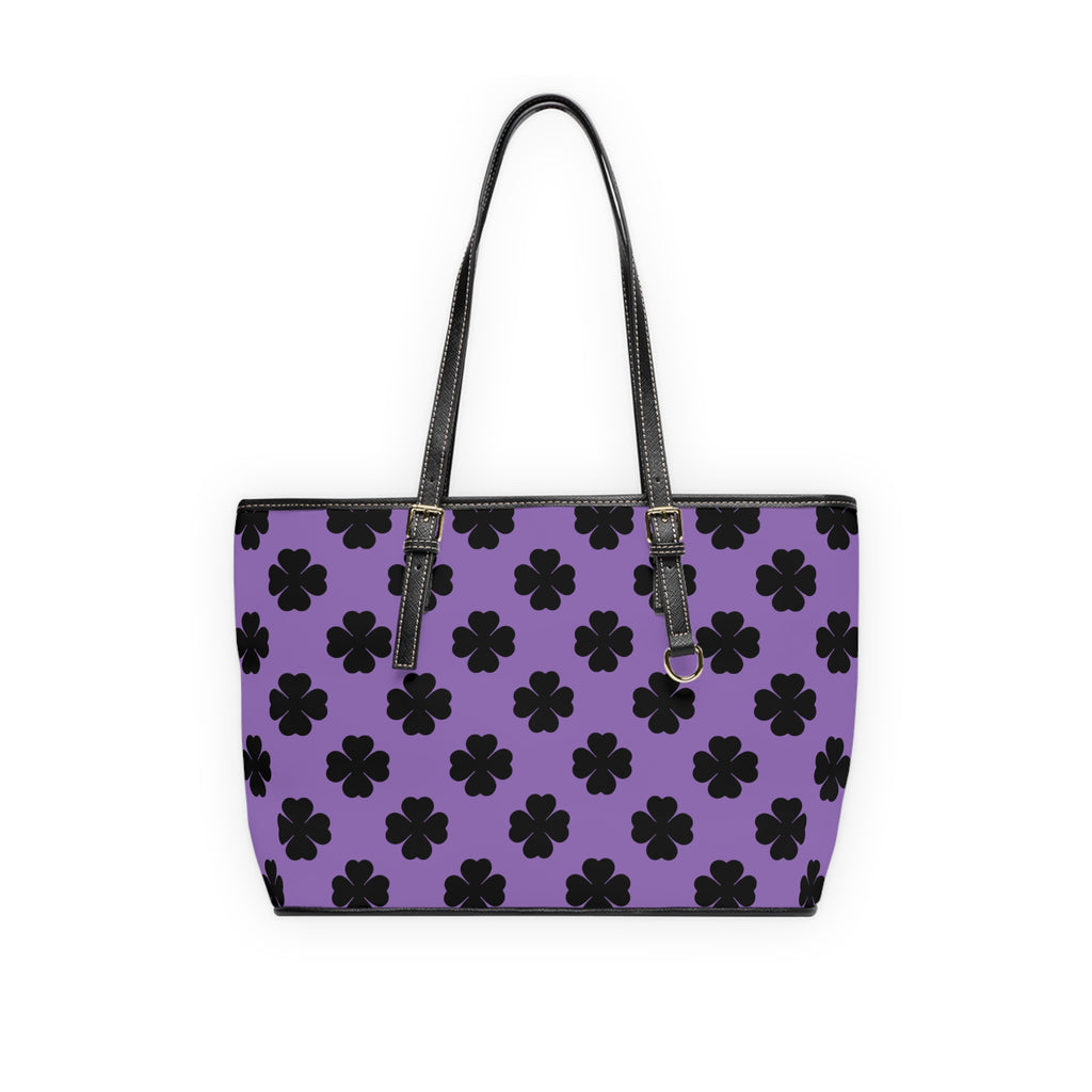 Purple  Leather Shoulder Bag White Black Lucky