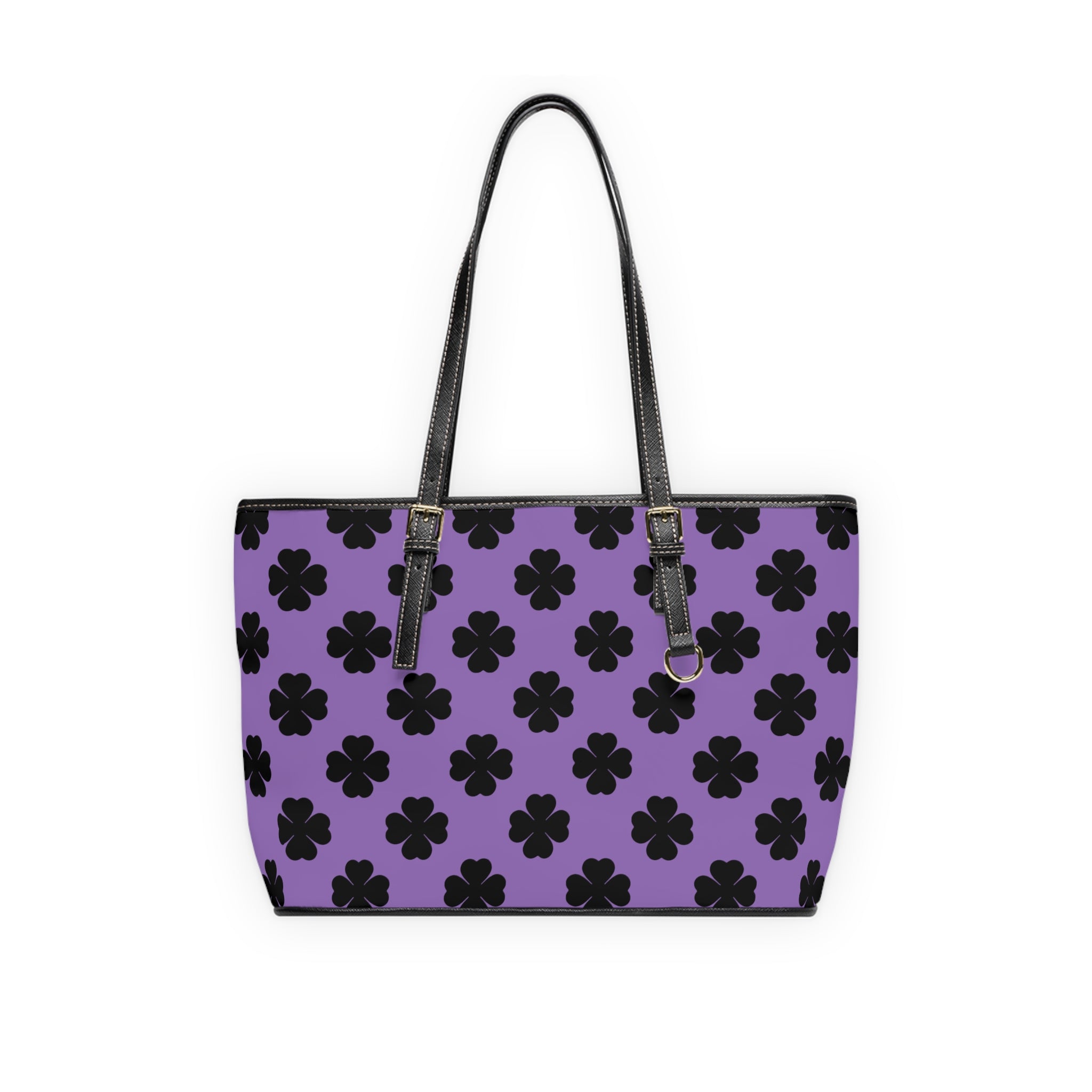 Purple  Leather Shoulder Bag White Black Lucky