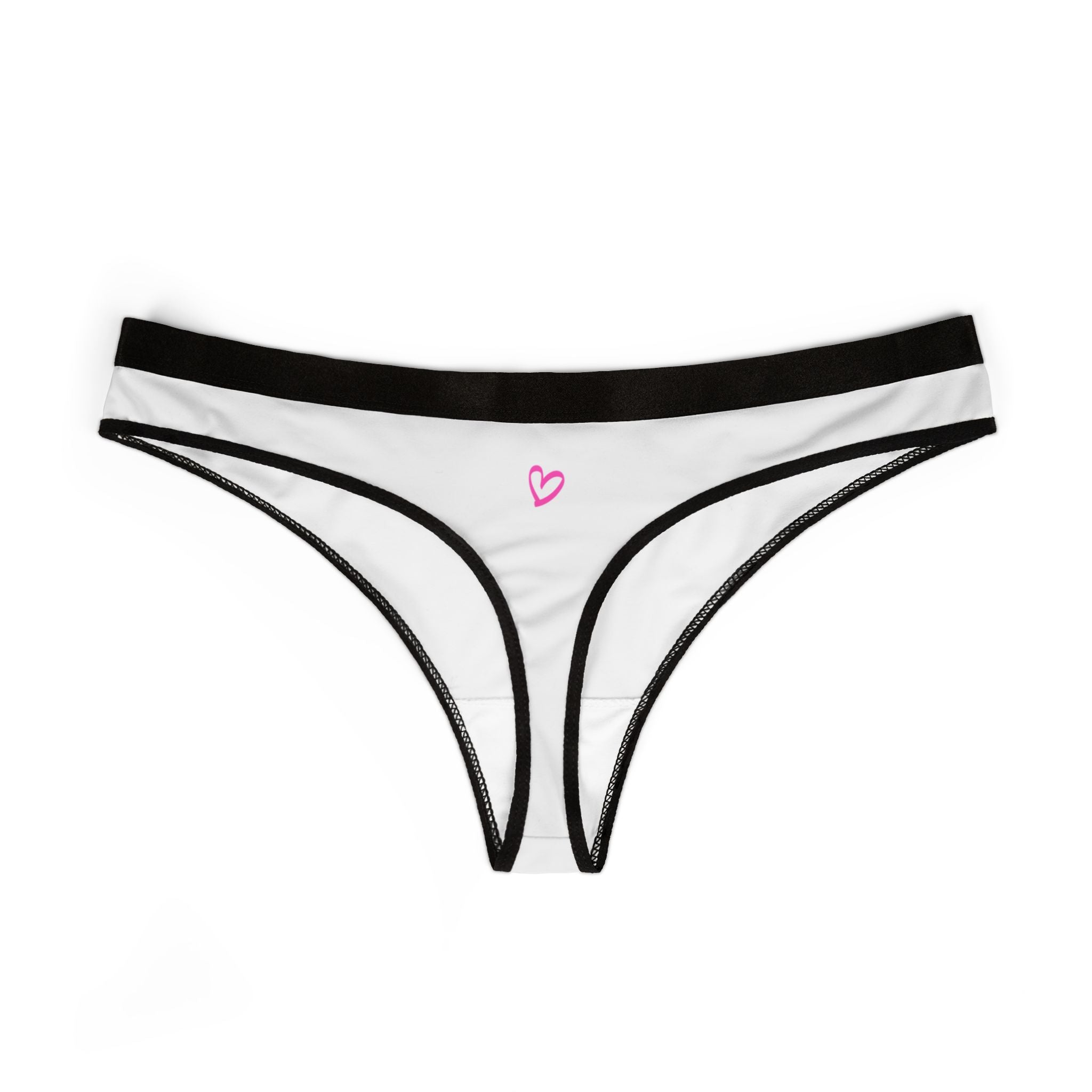 Girls Pink Love Thong Black  — Women's Cheeky Bikini Underwear White