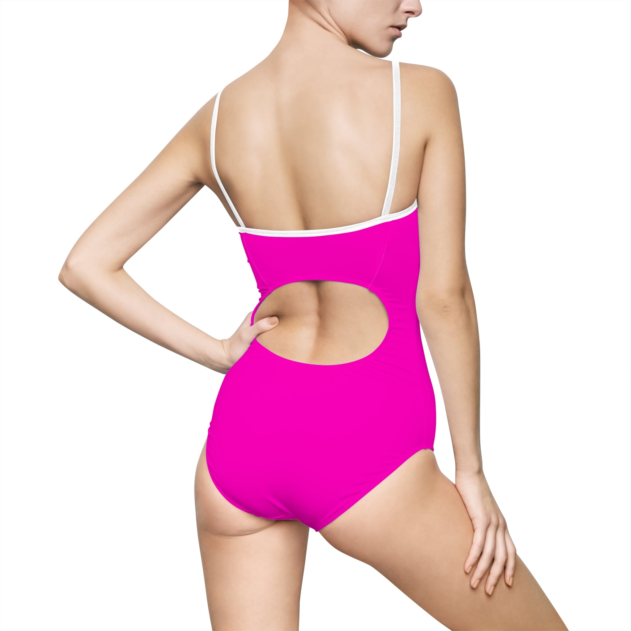Stars One-Piece Swimsuit — Cute Pink All-Over Print