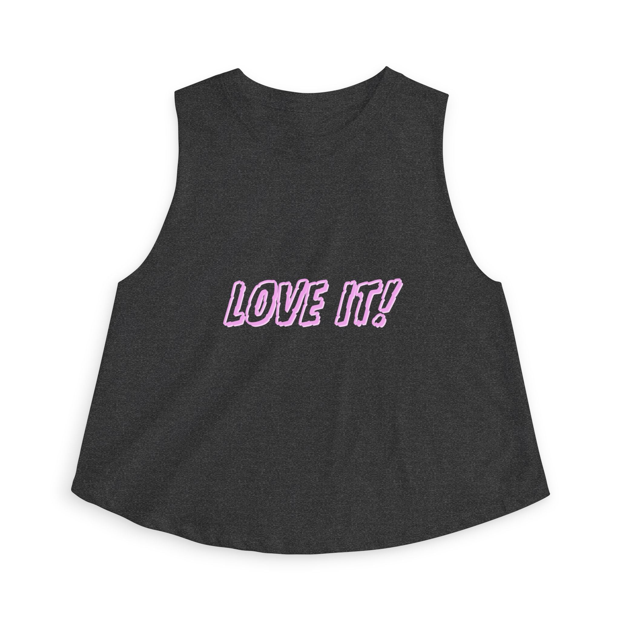 Love It! Women's Crop Tank Top - Cute Pink Script Graphic