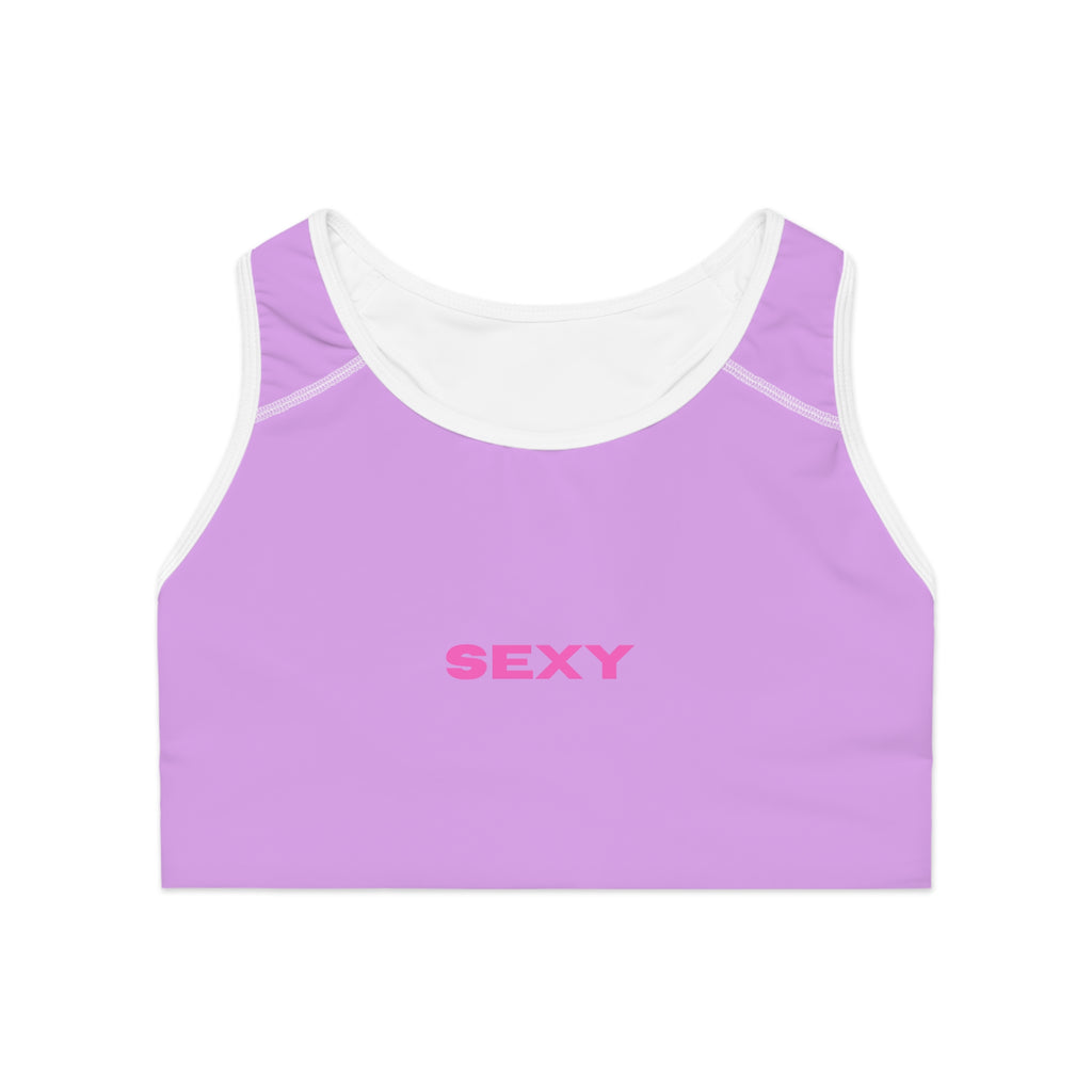 Neon Purple 'SEXY' Sports Bra — Bold Activewear Crop Top