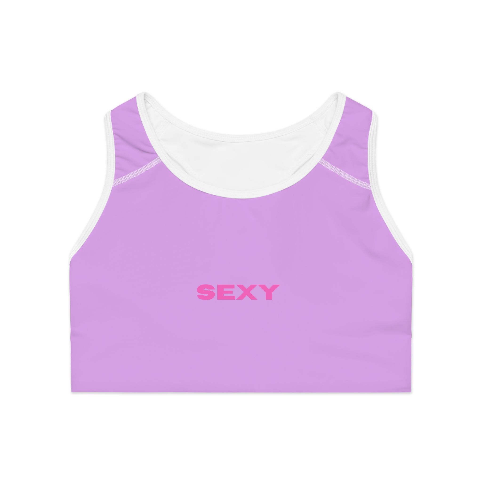 Neon Purple 'SEXY' Sports Bra — Bold Activewear Crop Top