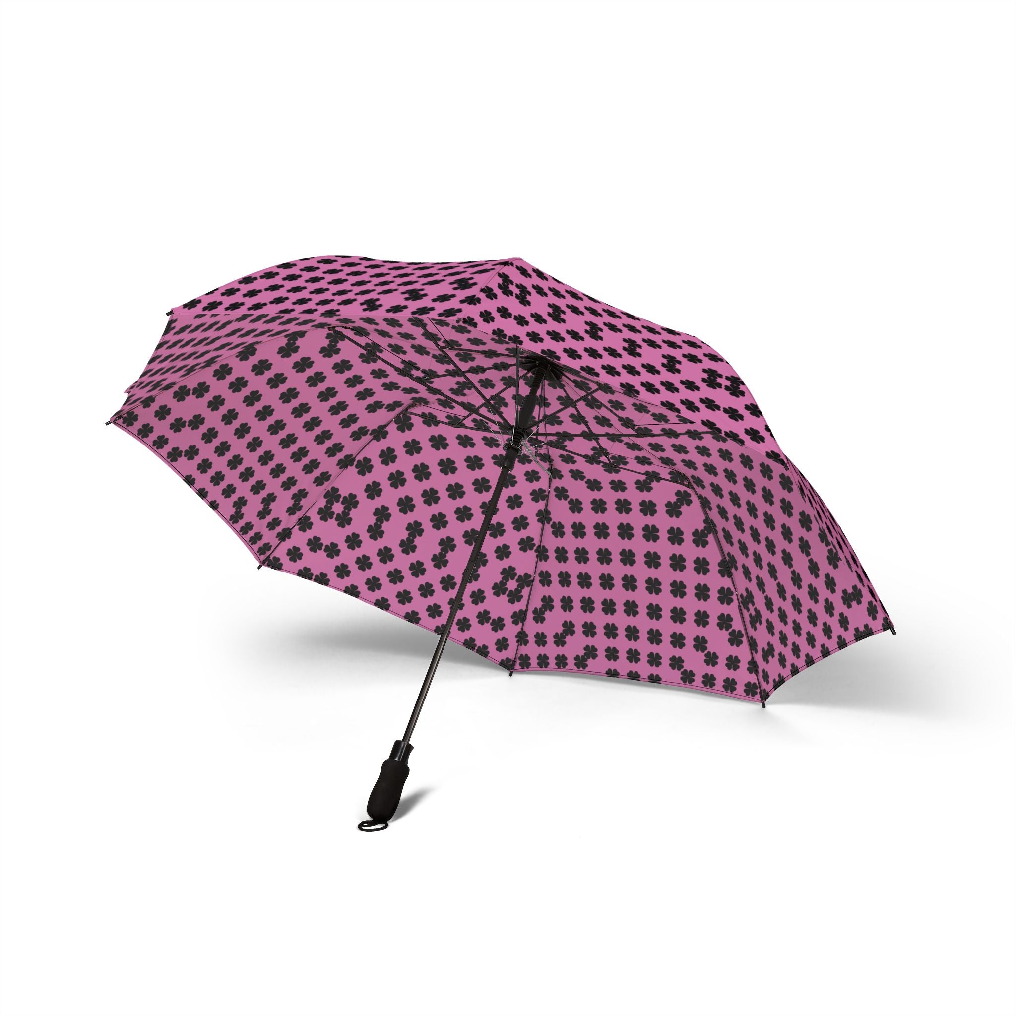 Foldable Umbrella — Pink Plaid Dot Pattern,Travel Umbrella