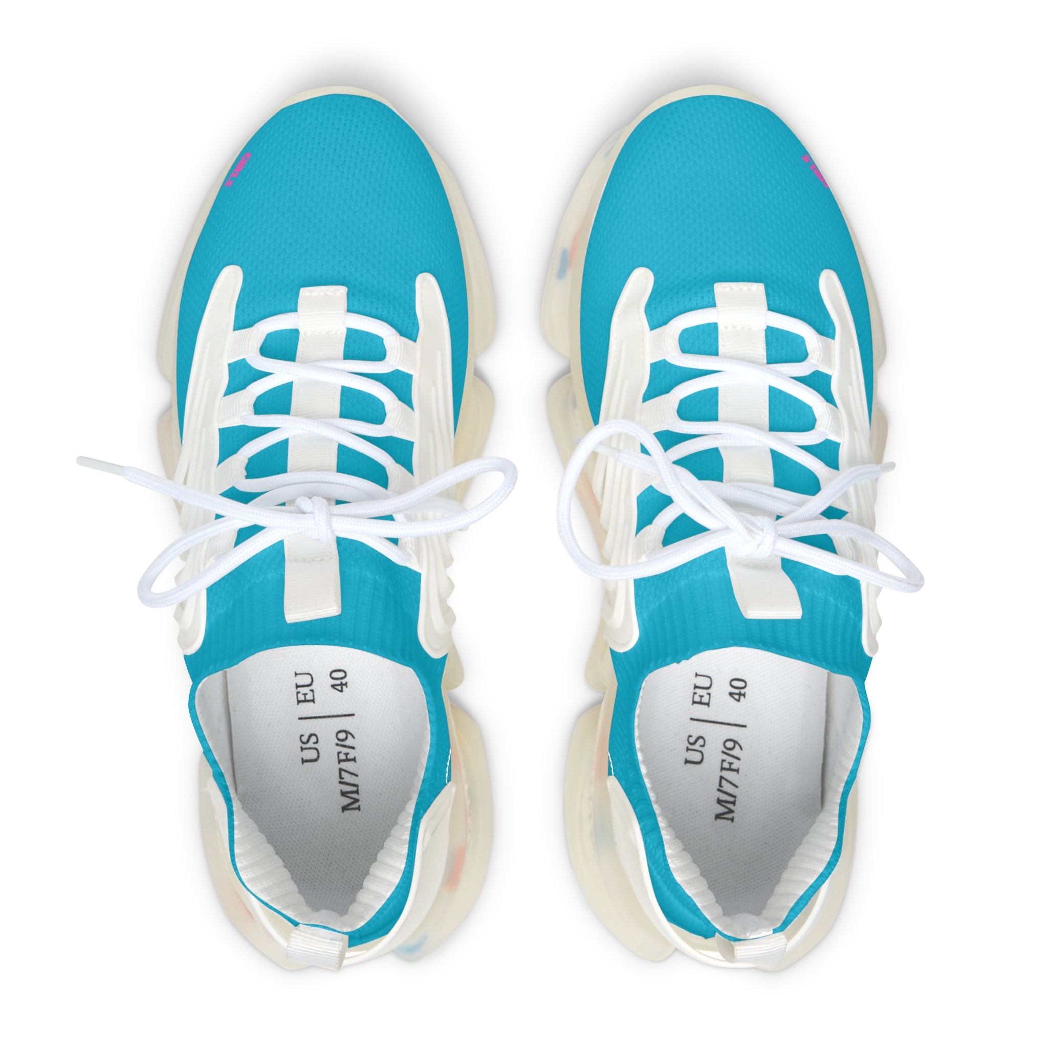 Neon Ocean Blue Women's Mesh Sneakers — Lightweight Breathable Athletic Shoes