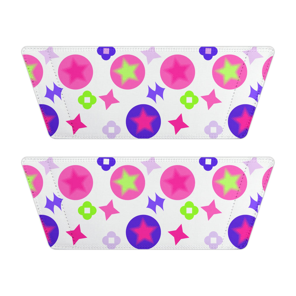 Women Slide Sandals — Pink Hearts & Lucky Stars Removable- White Striped Strap Slides