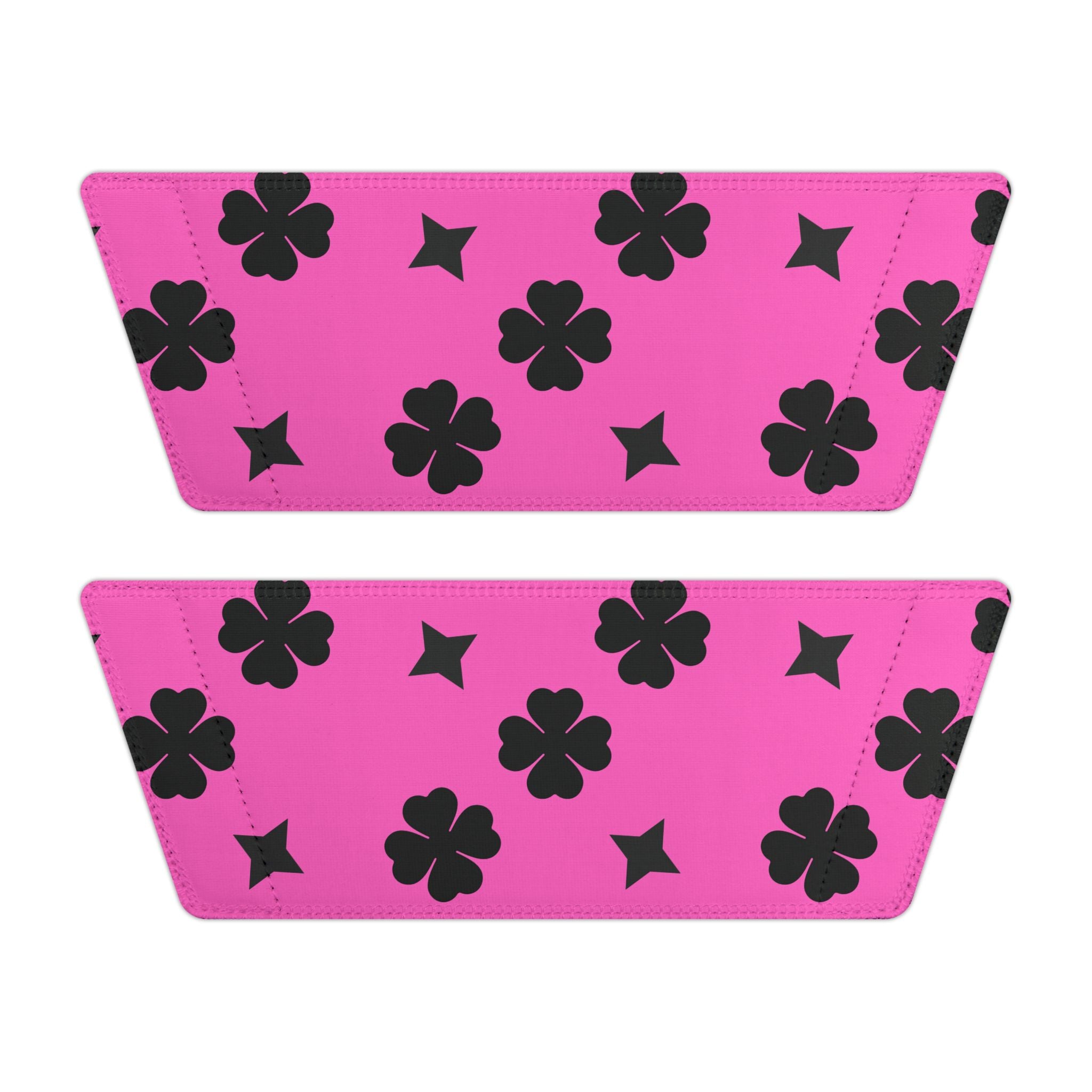 Women Slide Sandals — Black Clover & Removable- Pink Striped Strap Slides