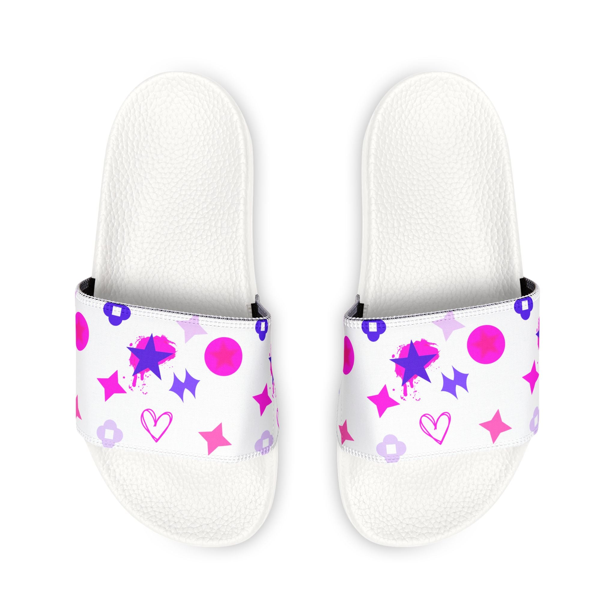 Women Slide Sandals —   Removable- White Striped Strap Slides